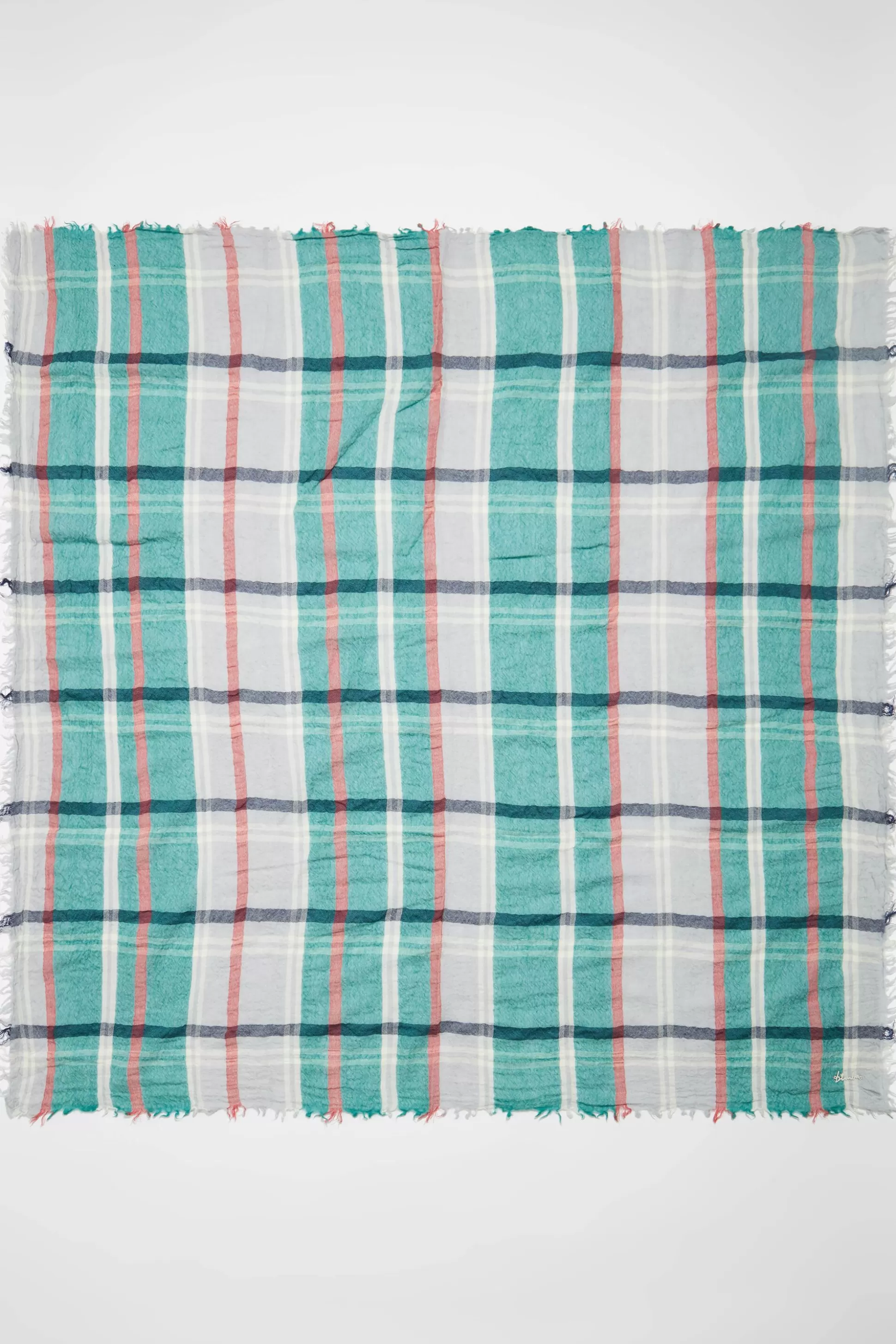 Aquamarine checked wool shawl | Bimba Y Lola New