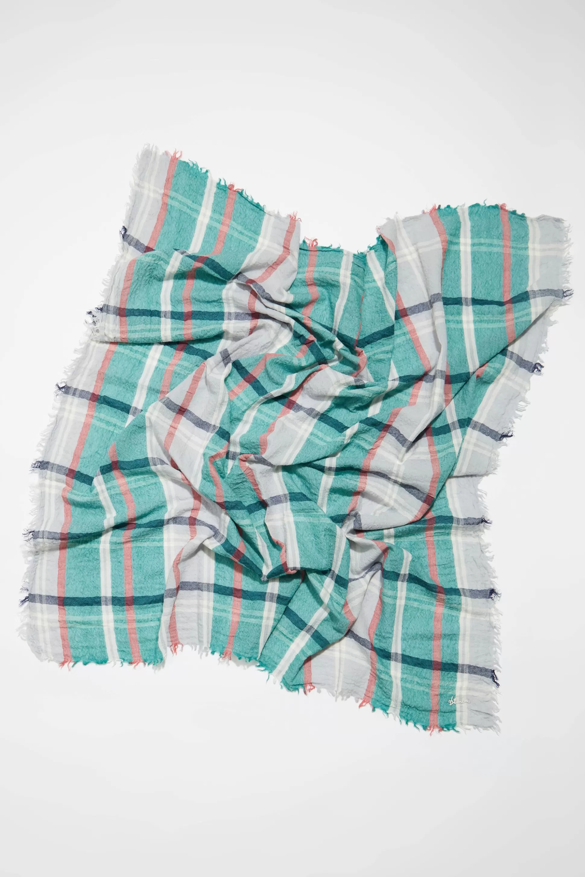 Aquamarine checked wool shawl | Bimba Y Lola New