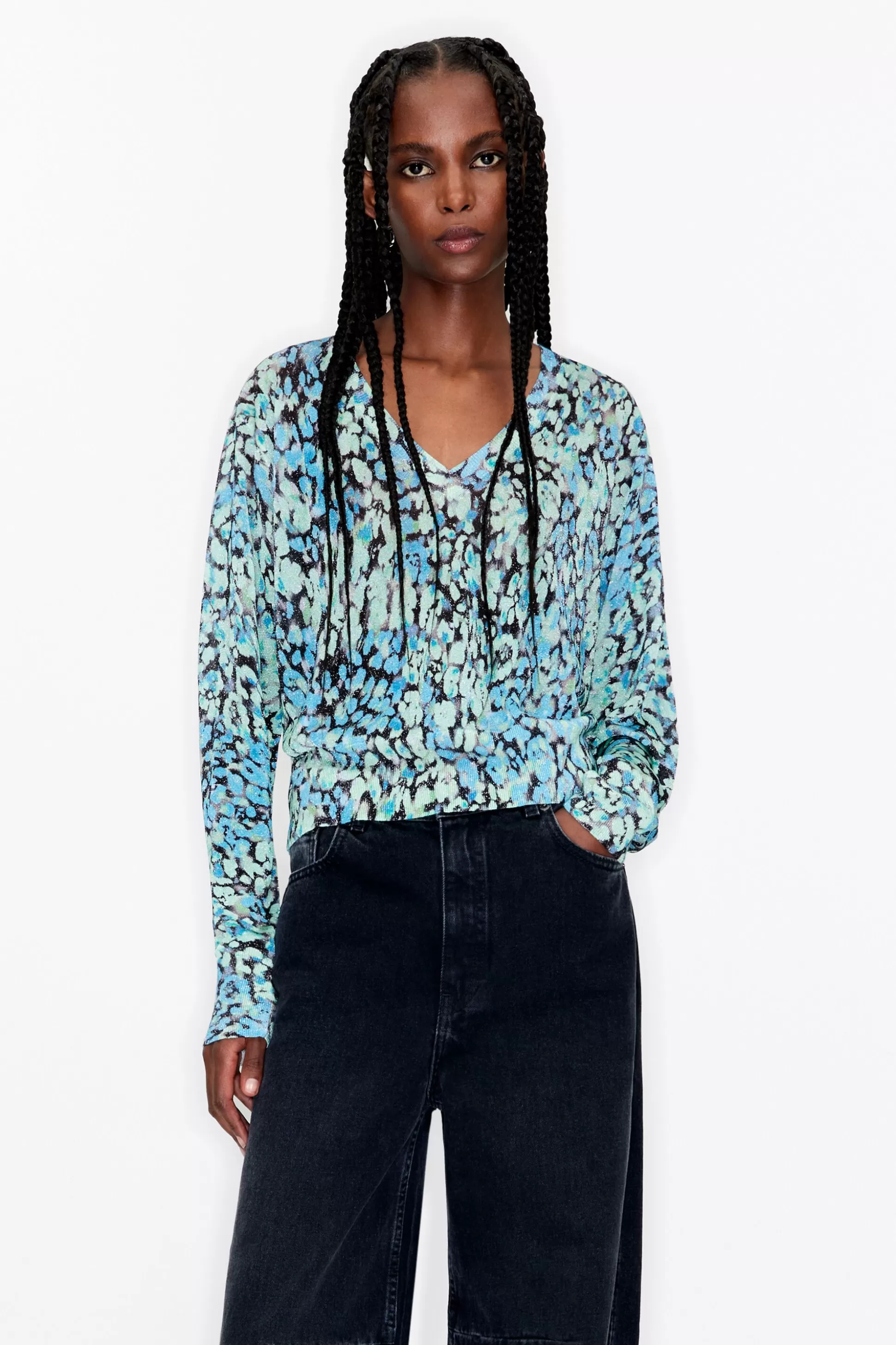 Aquamarine Leomix print sweater | Bimba Y Lola New