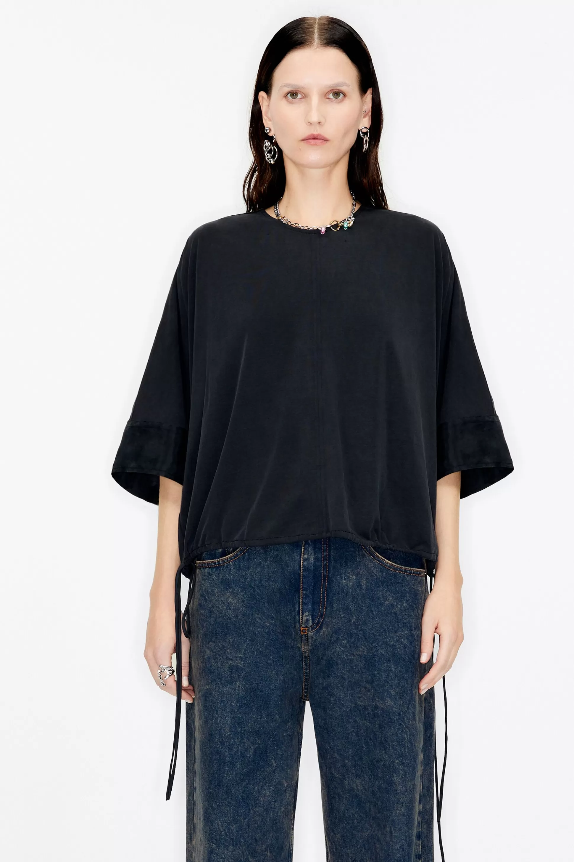 Black boxy tie T-shirt | Bimba Y Lola Cheap