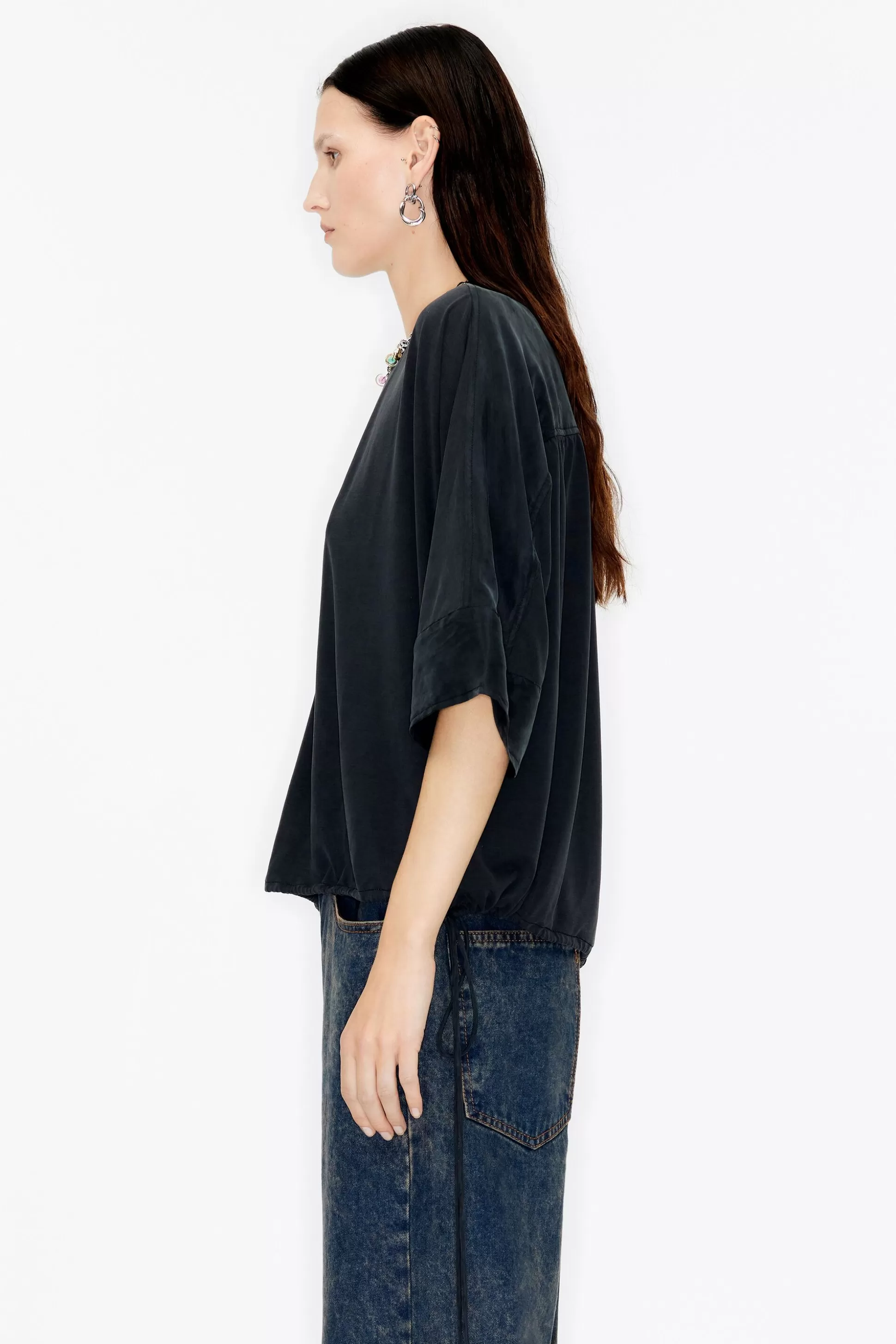 Black boxy tie T-shirt | Bimba Y Lola Cheap