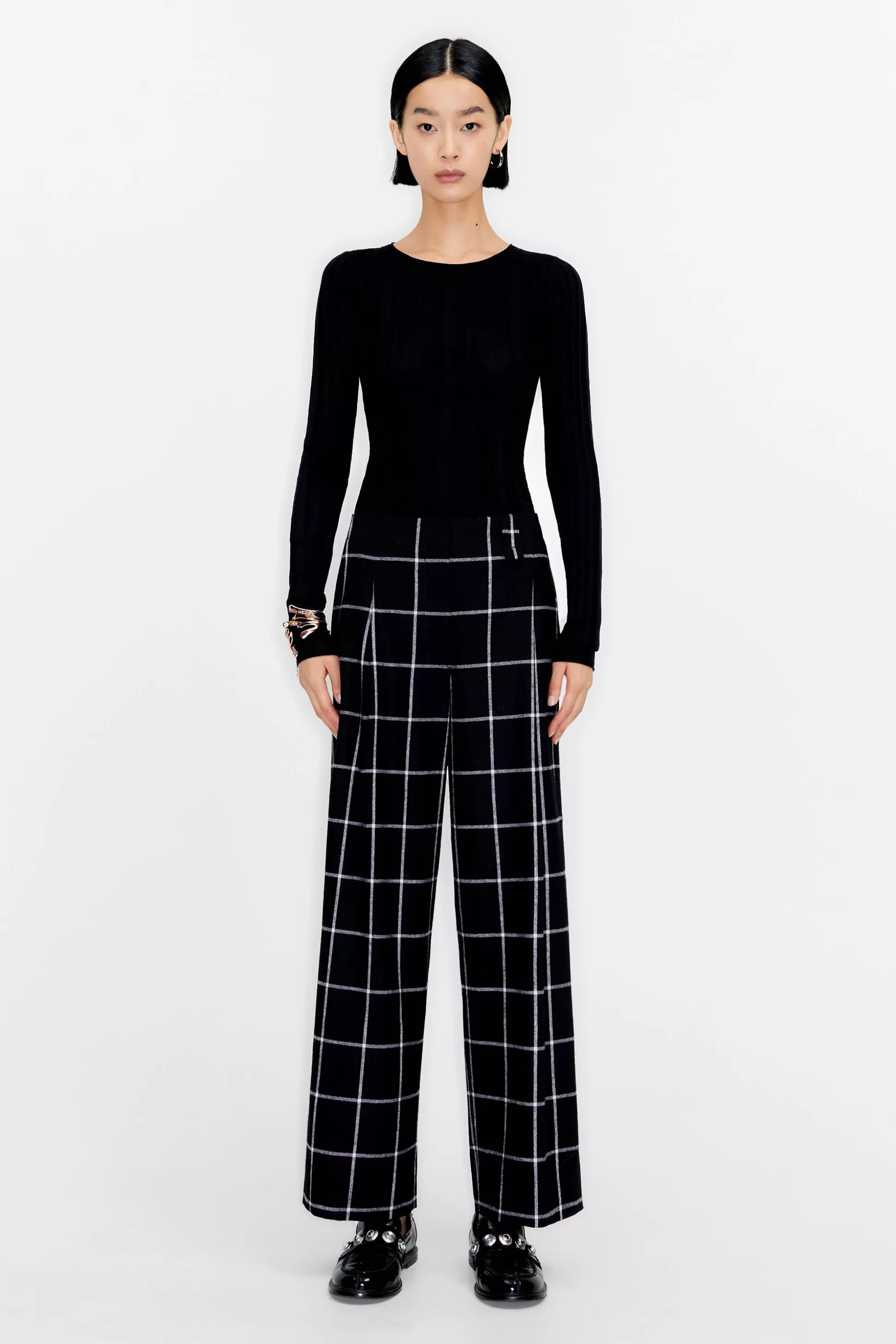 checked tailored trousers | Bimba Y Lola Online