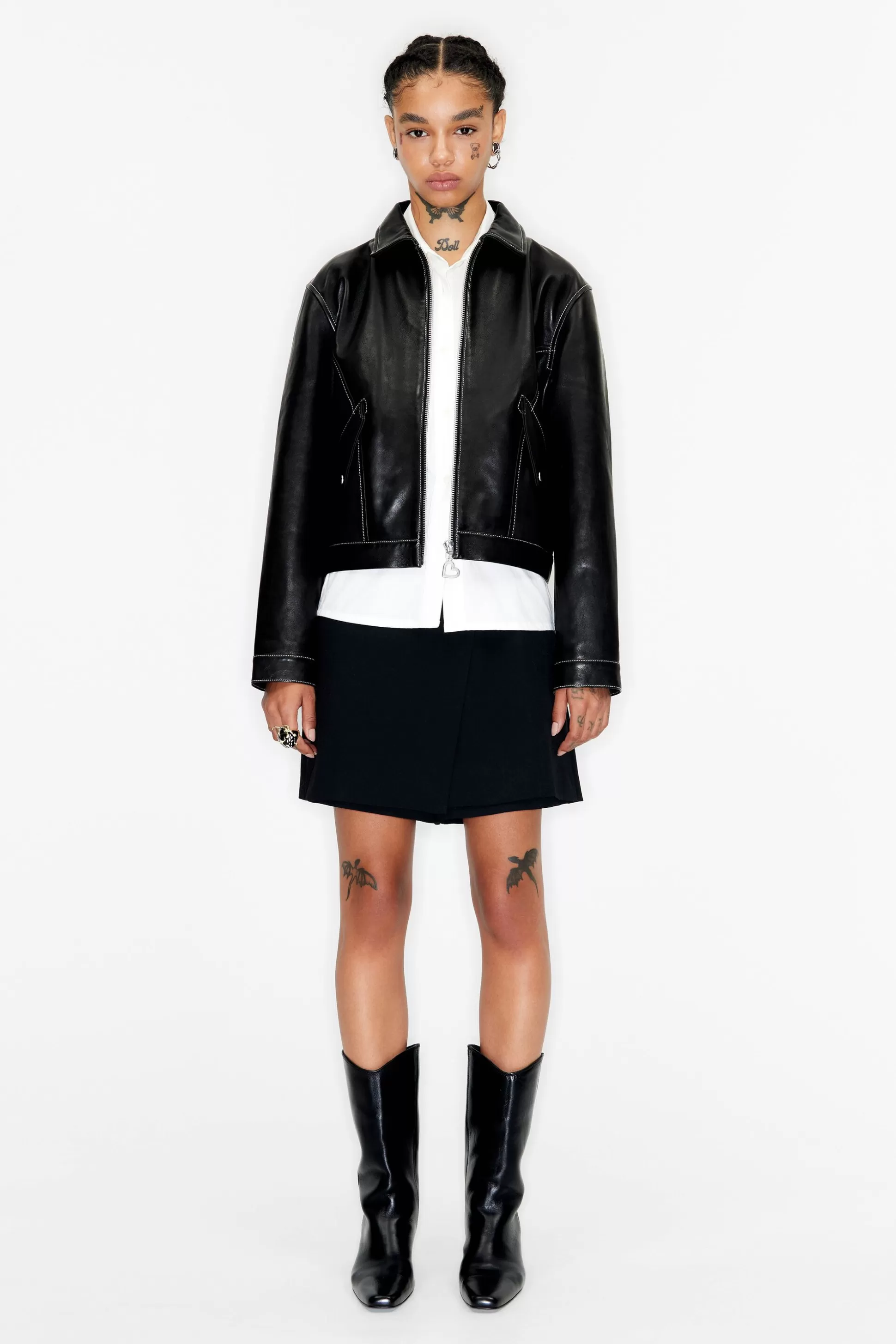 cropped leather jacket | Bimba Y Lola Store