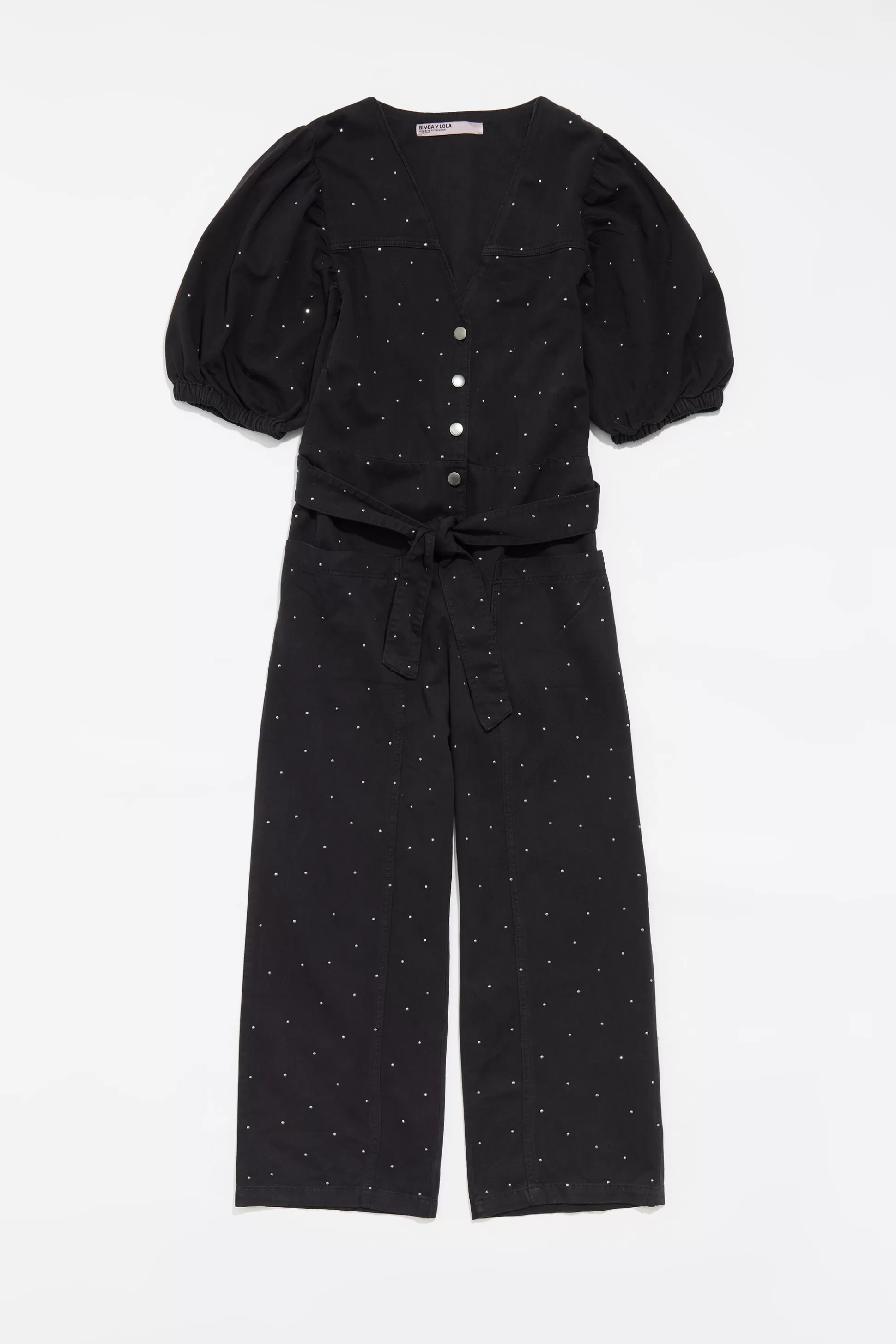 Black crystal denim jumpsuit | Bimba Y Lola Cheap