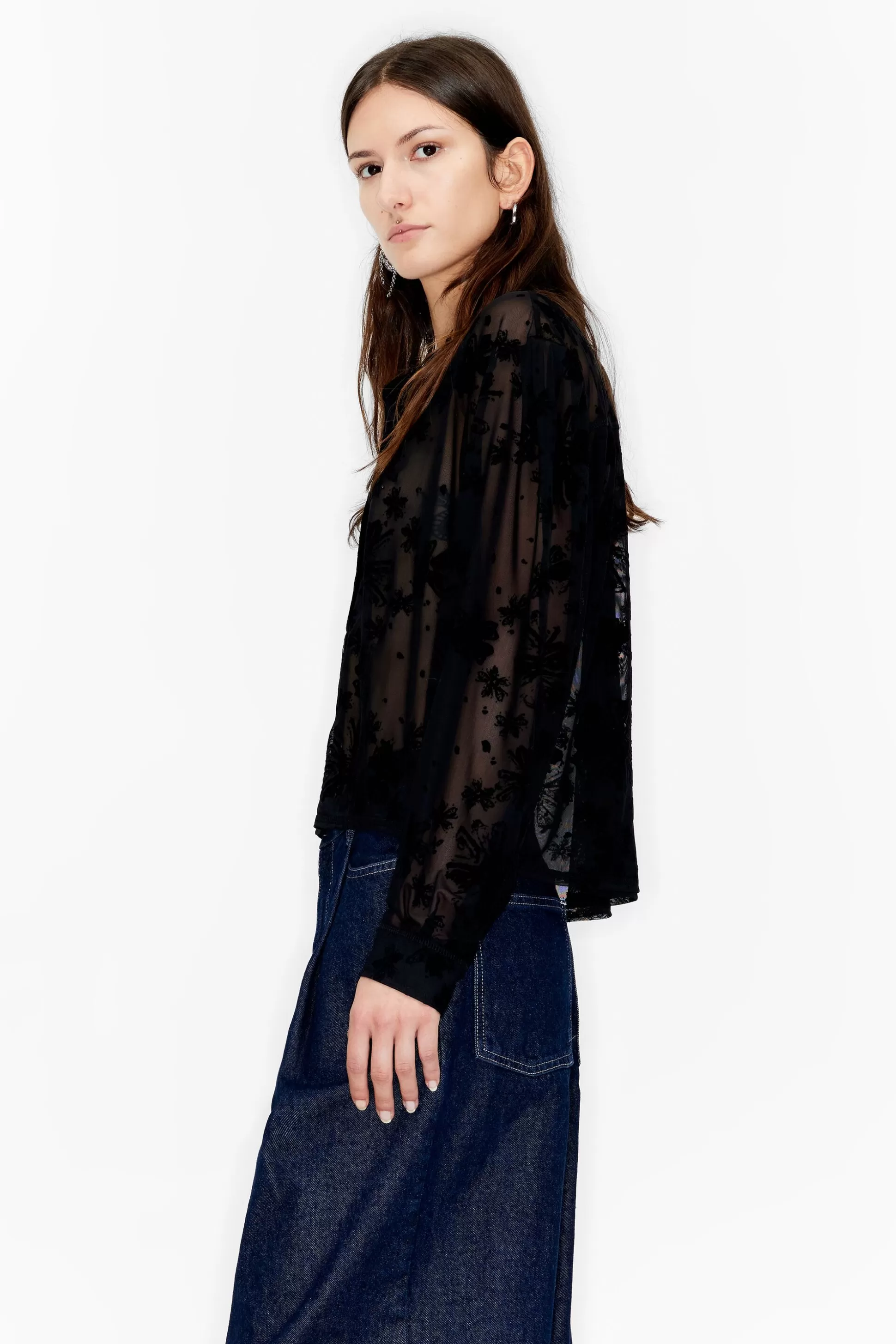 floral devoré tulle shirt | Bimba Y Lola Online