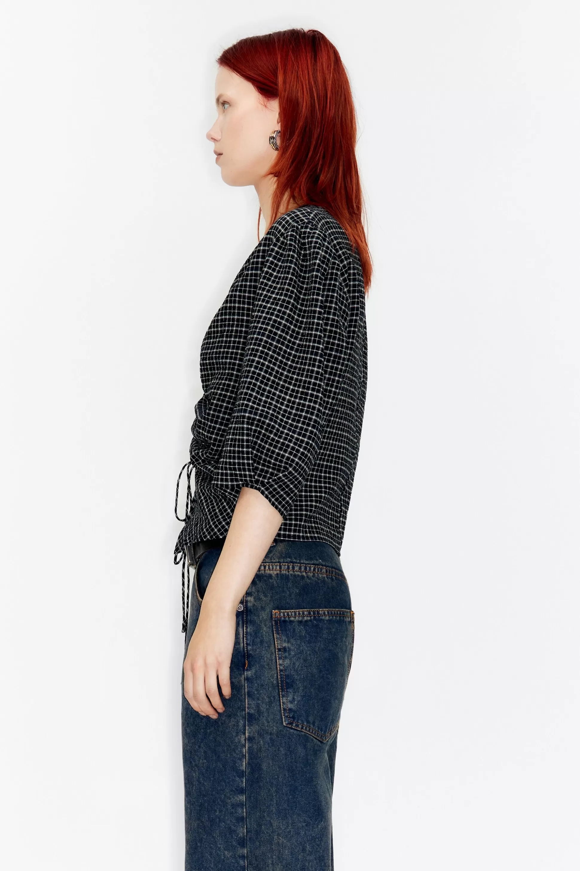 gingham ruched blouse | Bimba Y Lola Clearance