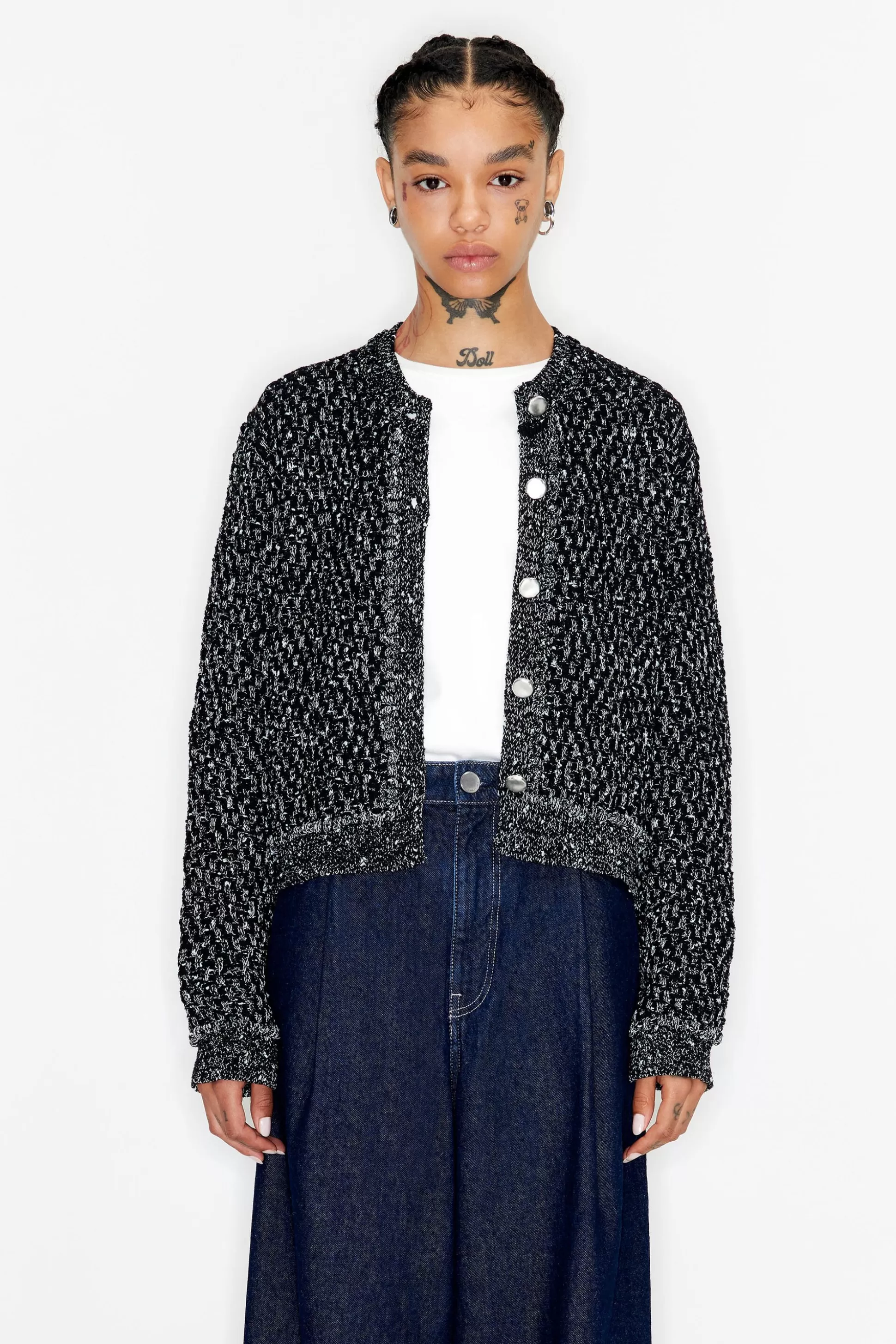 mottled straight cardigan | Bimba Y Lola Online