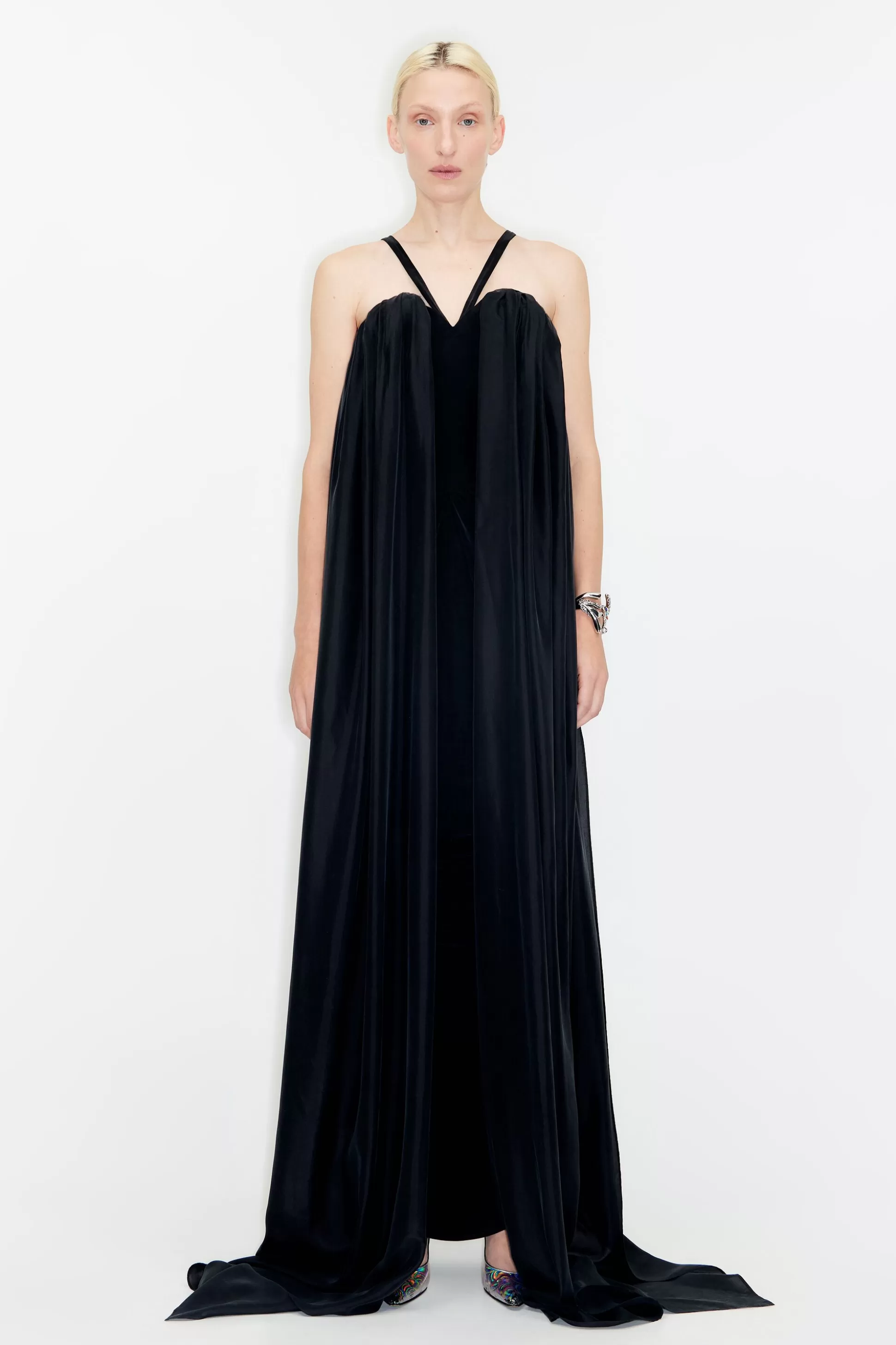 silk pleated dress with layers | Bimba Y Lola Outlet