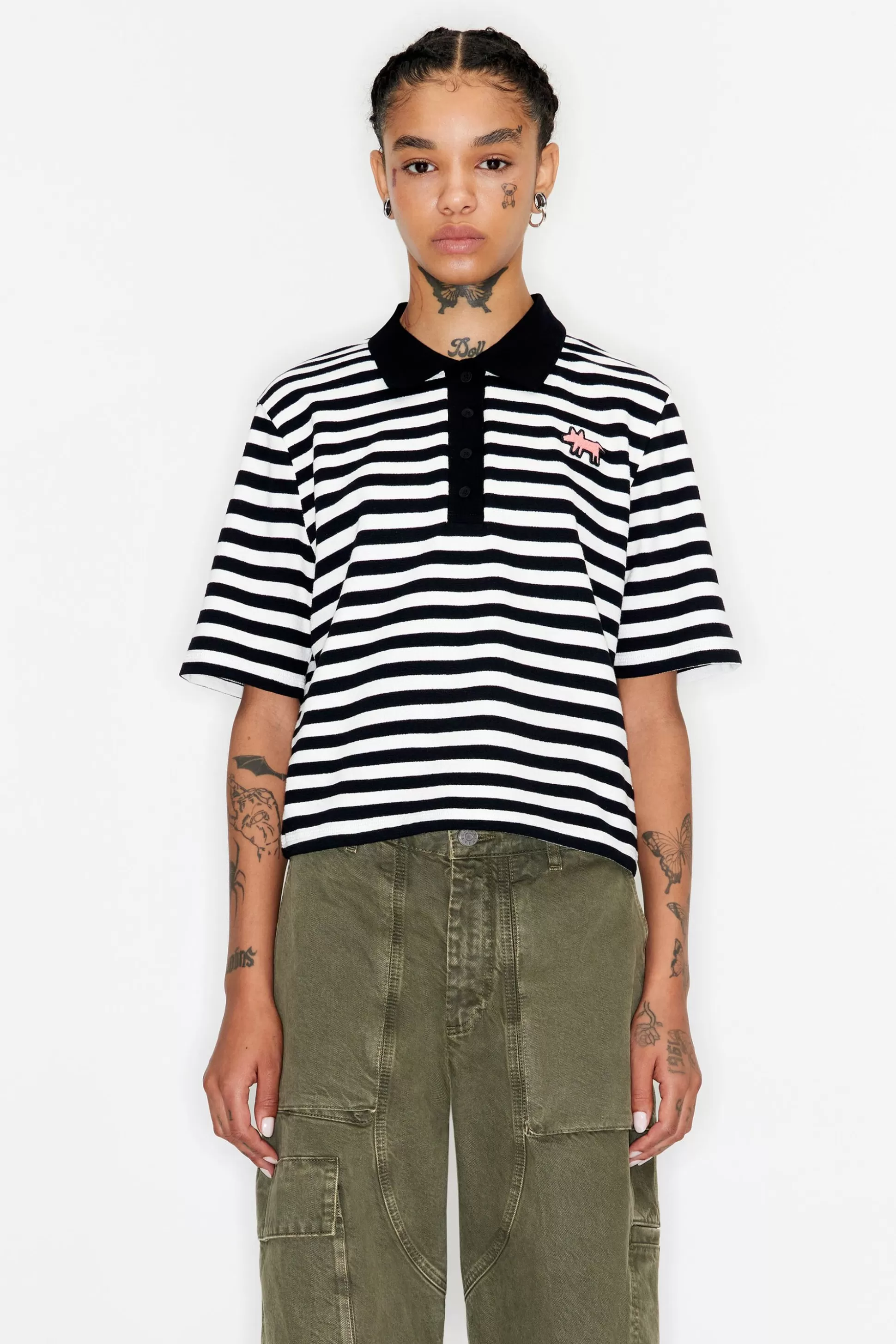 striped boxy polo shirt | Bimba Y Lola Flash Sale