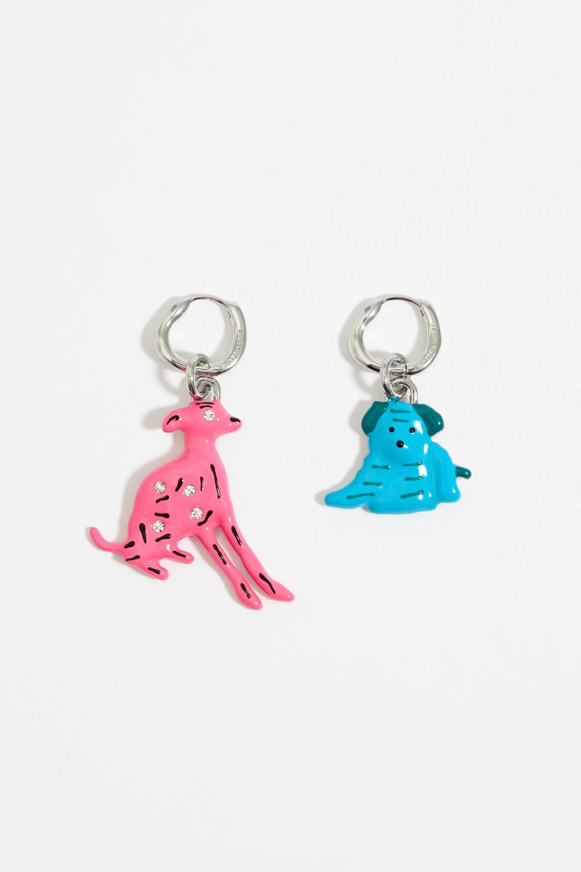 Blue and pink dog hoop earrings | Bimba Y Lola Best Sale