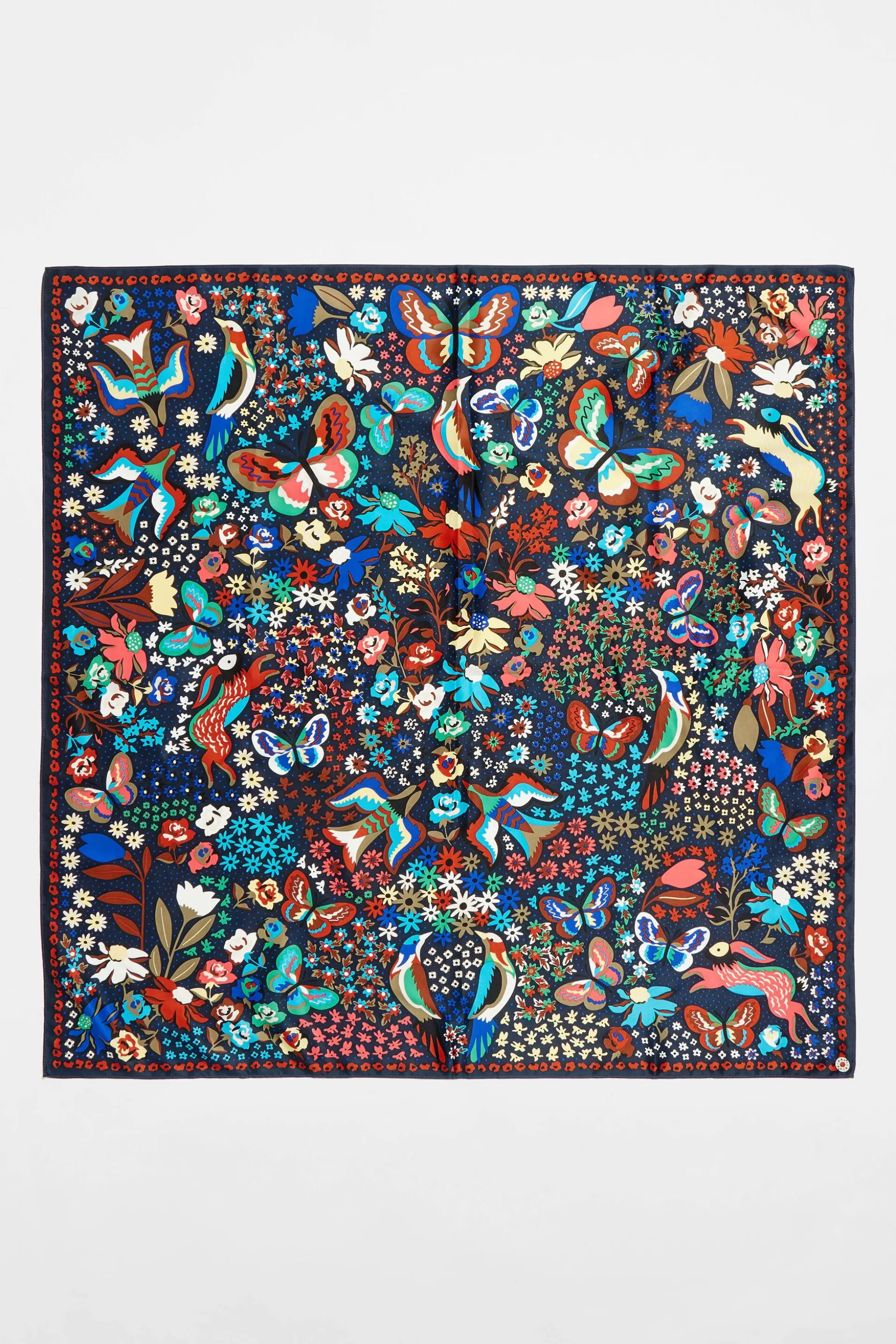 Blue flowers, birds and butterflies scarf | Bimba Y Lola Clearance