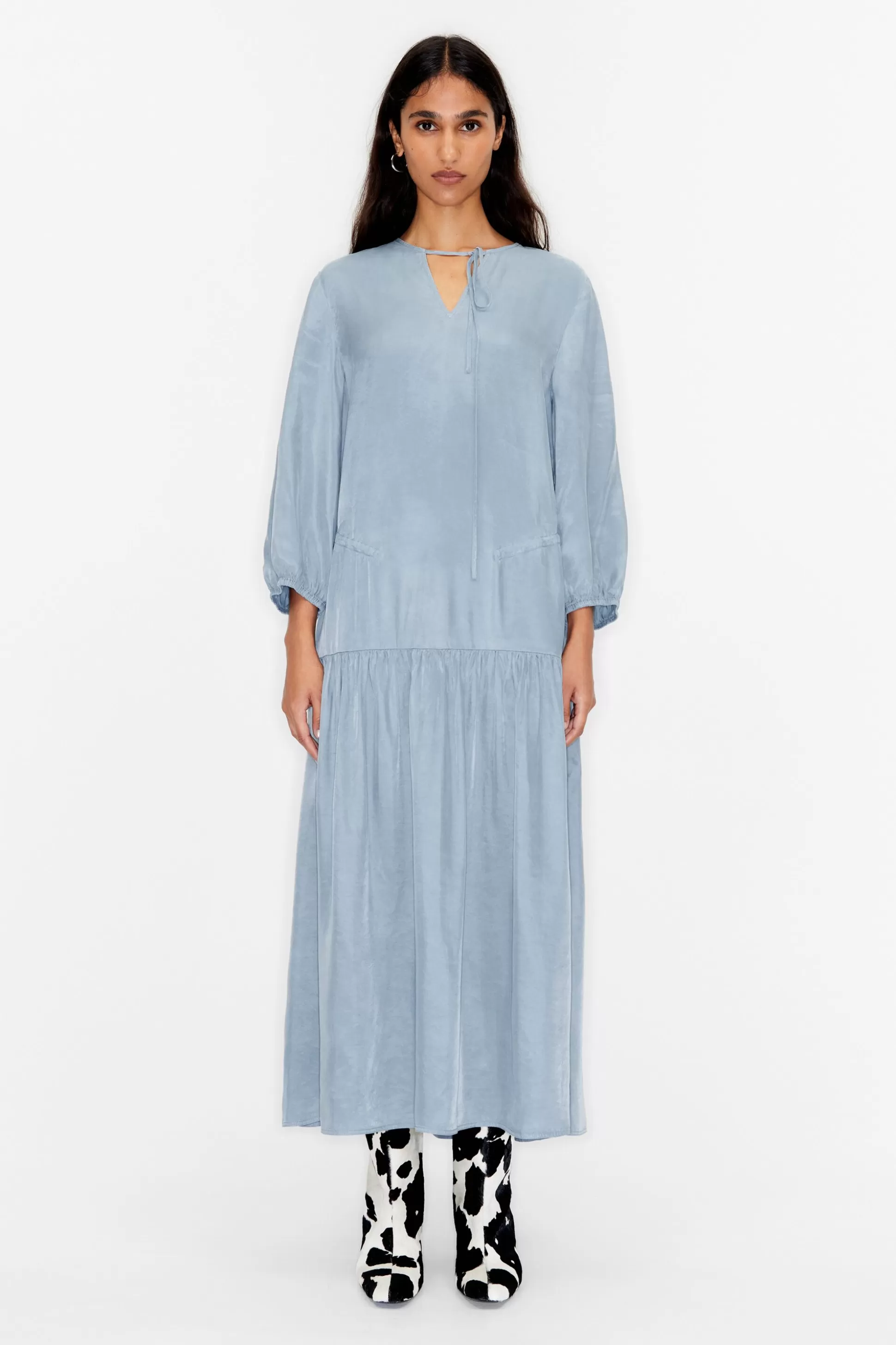 Blue fluid midi dress | Bimba Y Lola New