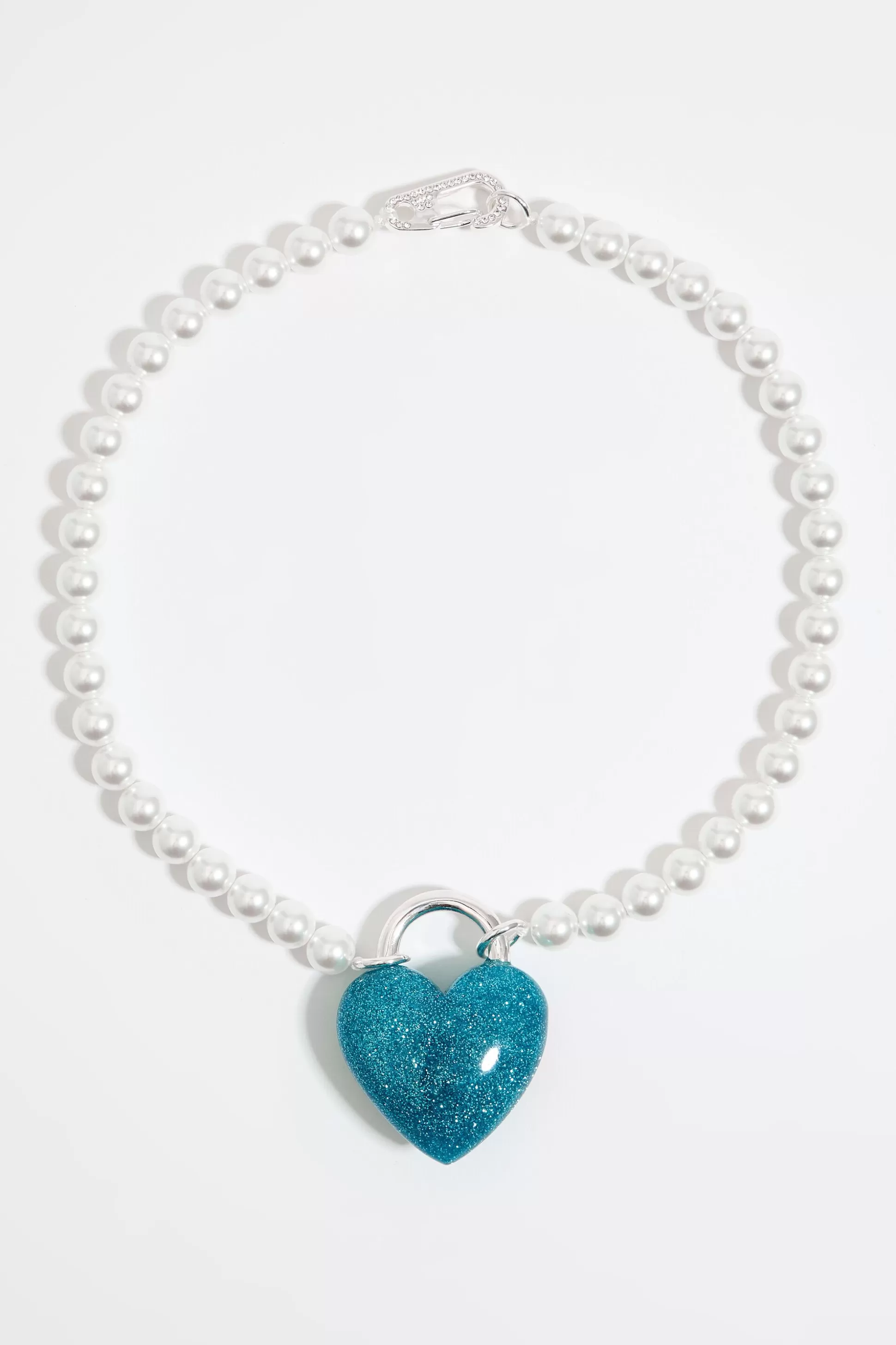 glitter pearl and heart necklace | Bimba Y Lola Flash Sale