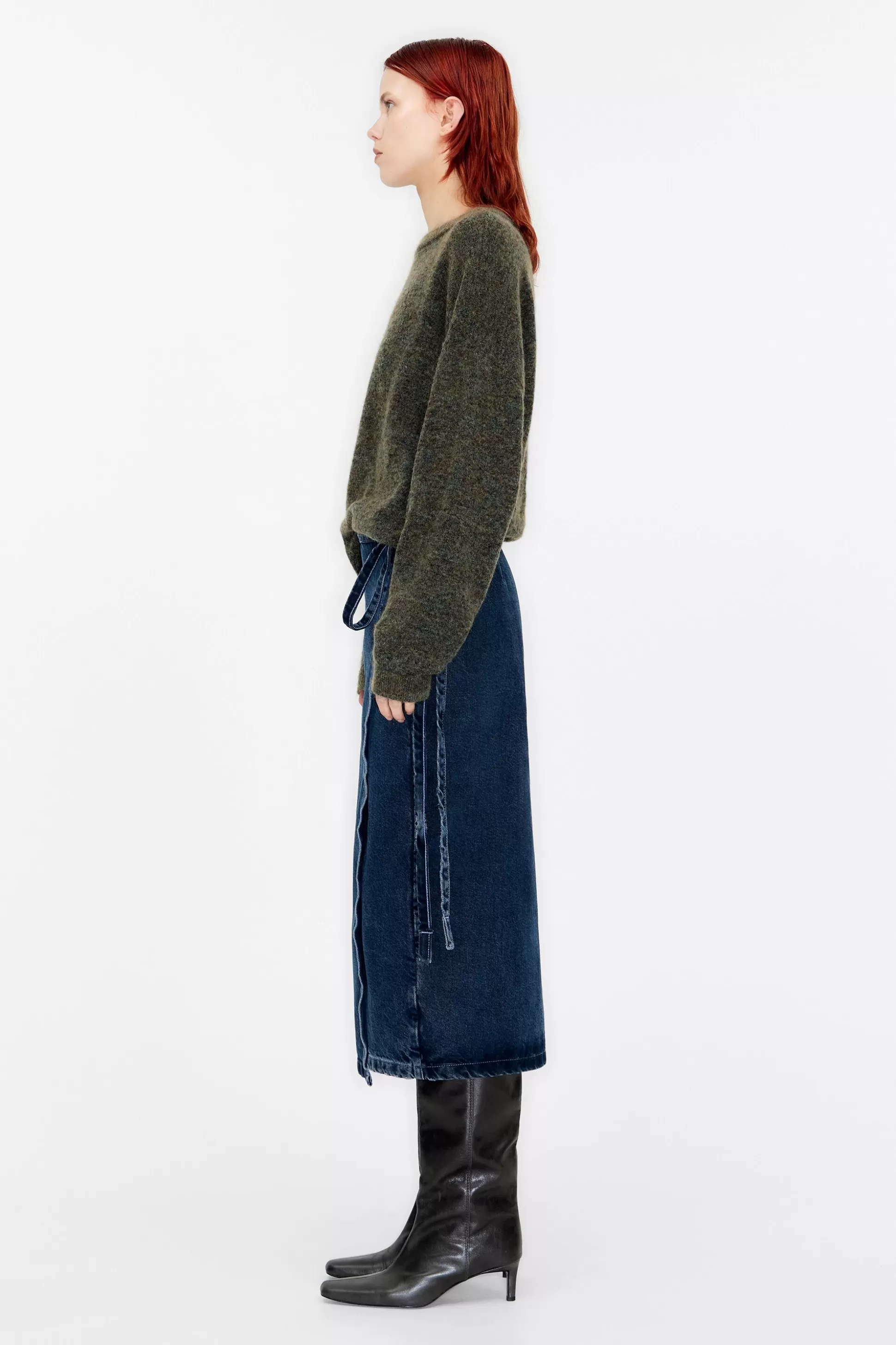 Blue-black denim midi wrap skirt | Bimba Y Lola Online