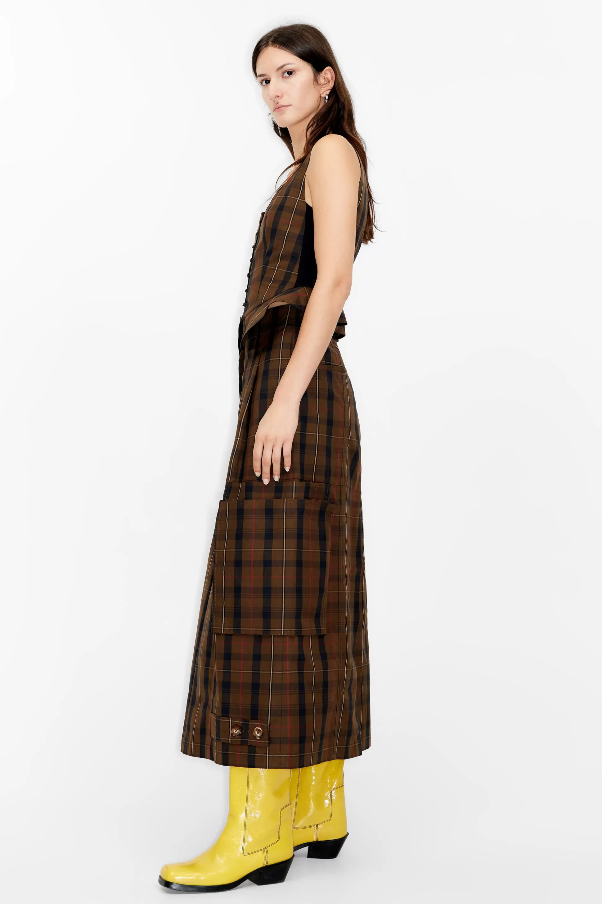 checked cargo midi skirt | Bimba Y Lola Sale