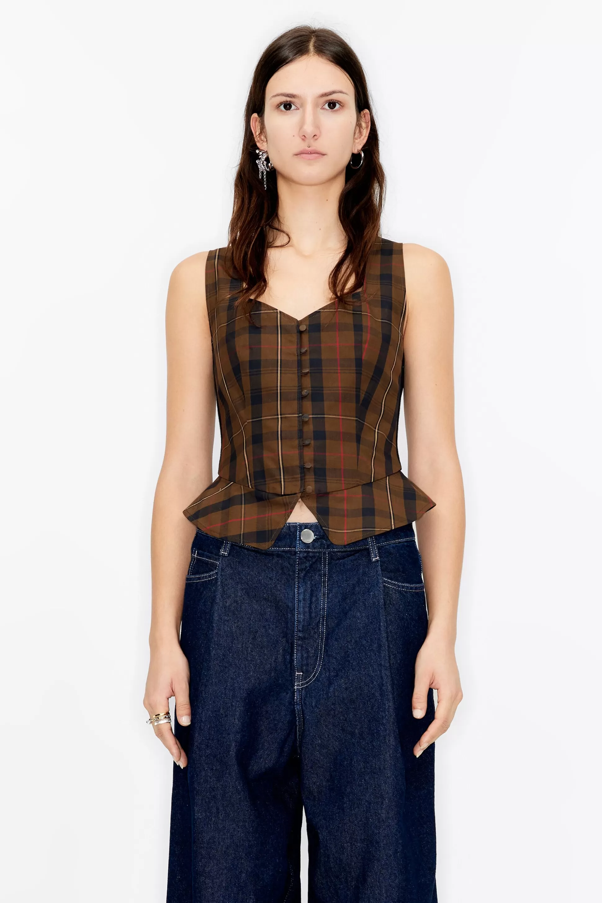 checked fitted top | Bimba Y Lola Clearance