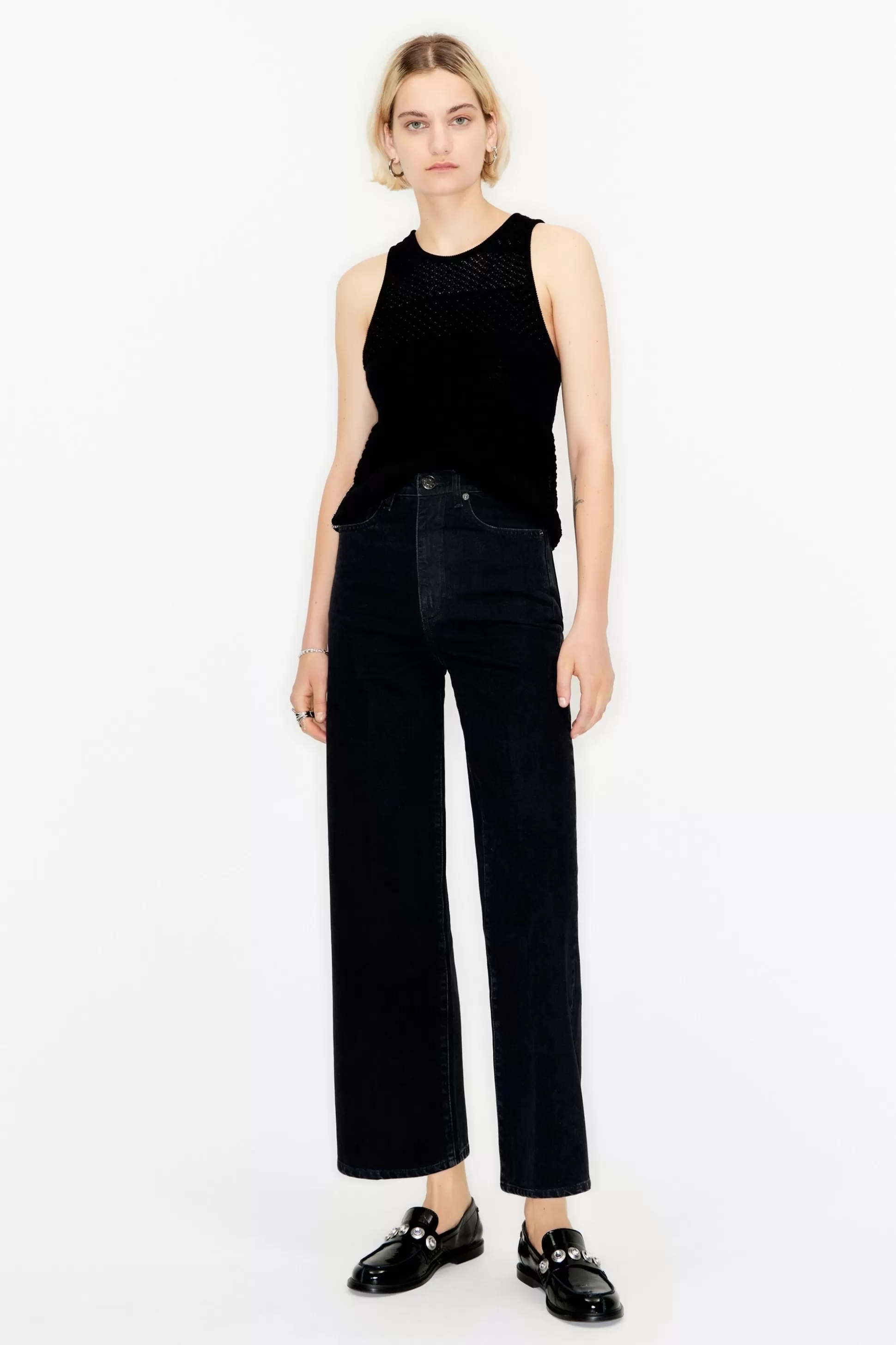 CULOTTE - Washed black high rise jeans | Bimba Y Lola Fashion