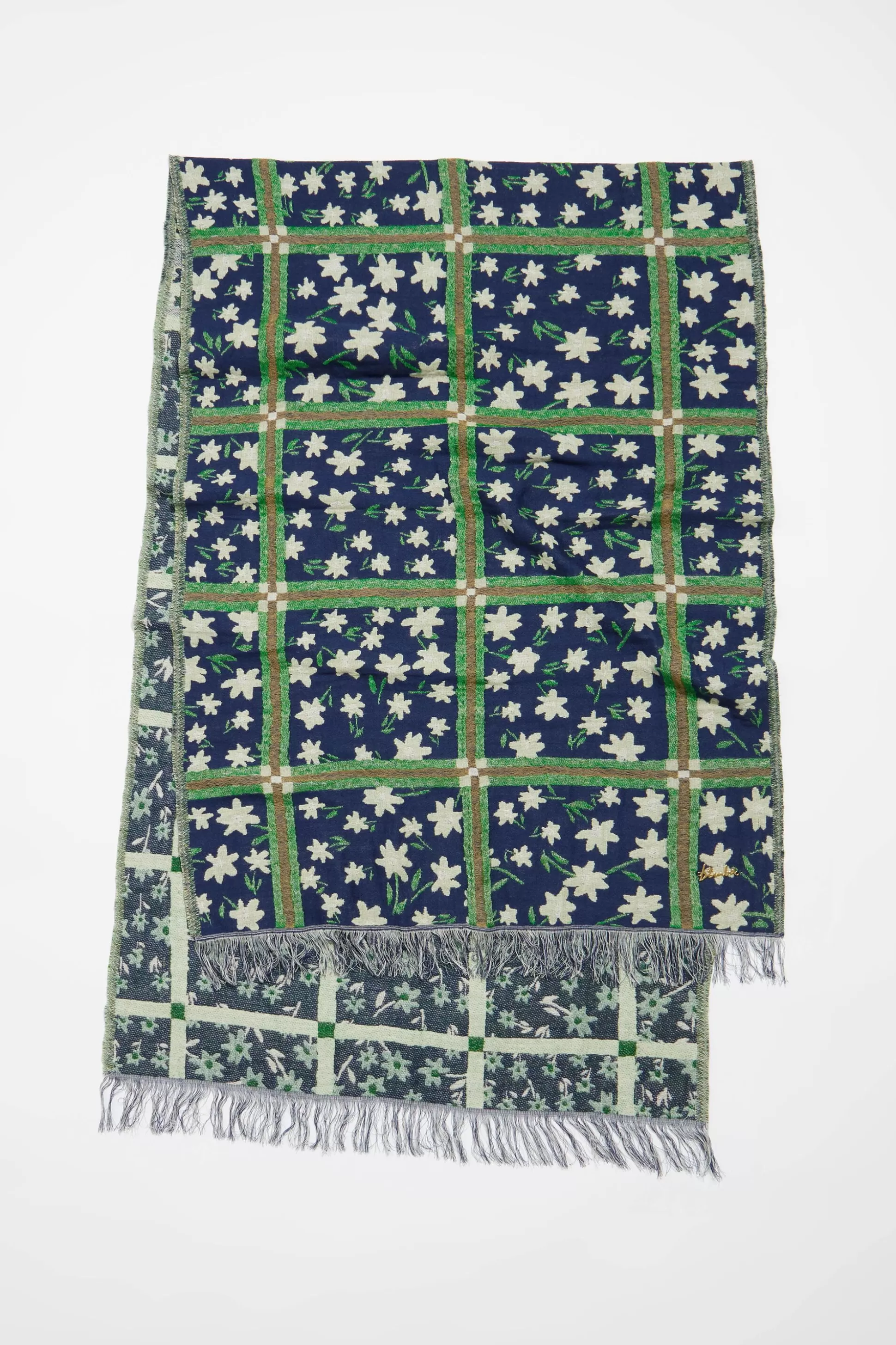 Floral and checked jacquard shawl | Bimba Y Lola Outlet