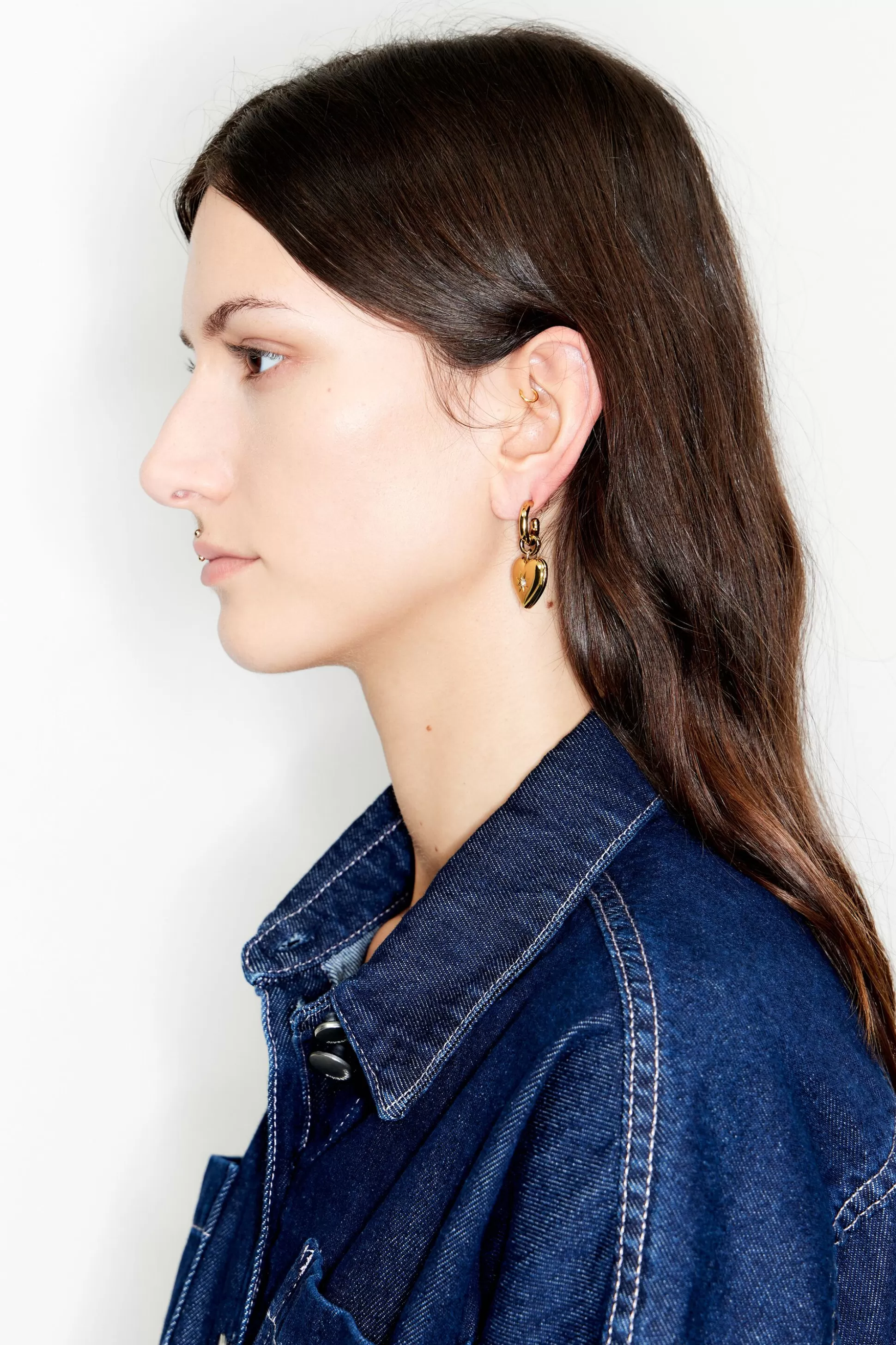 Gold heart crystals hoop earrings | Bimba Y Lola Store