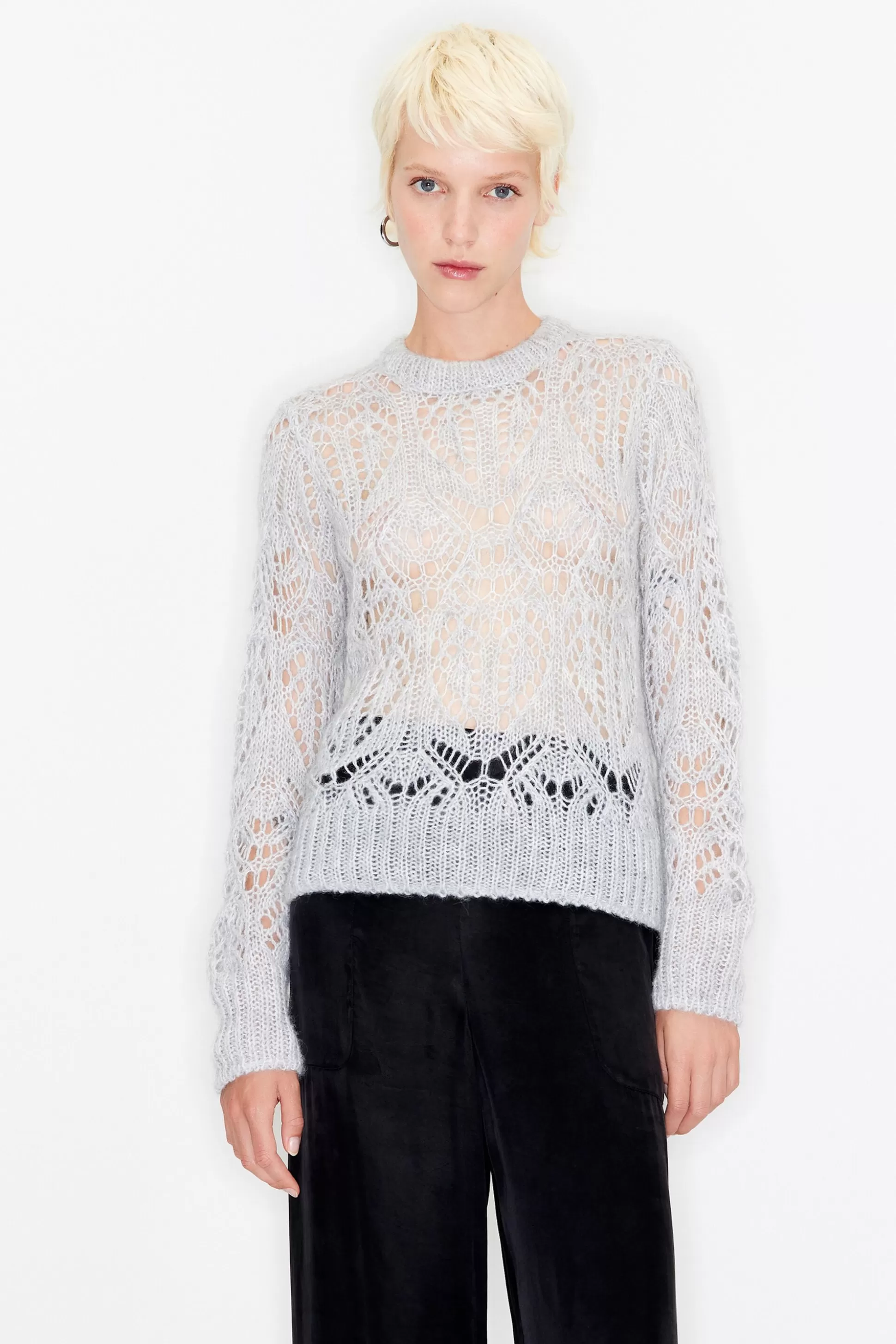 Gray open-knit alpaca sweater | Bimba Y Lola Best