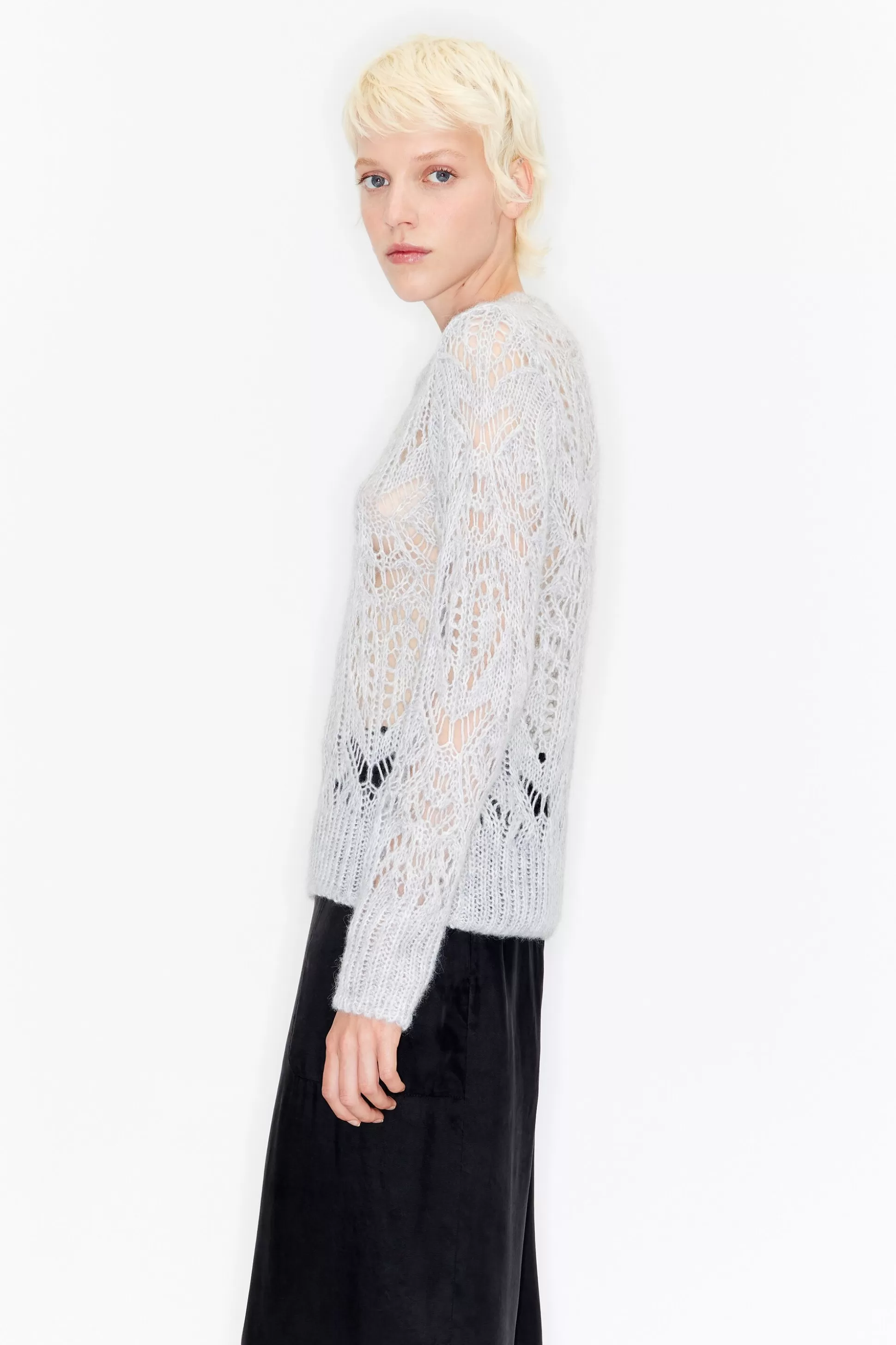 Gray open-knit alpaca sweater | Bimba Y Lola Best