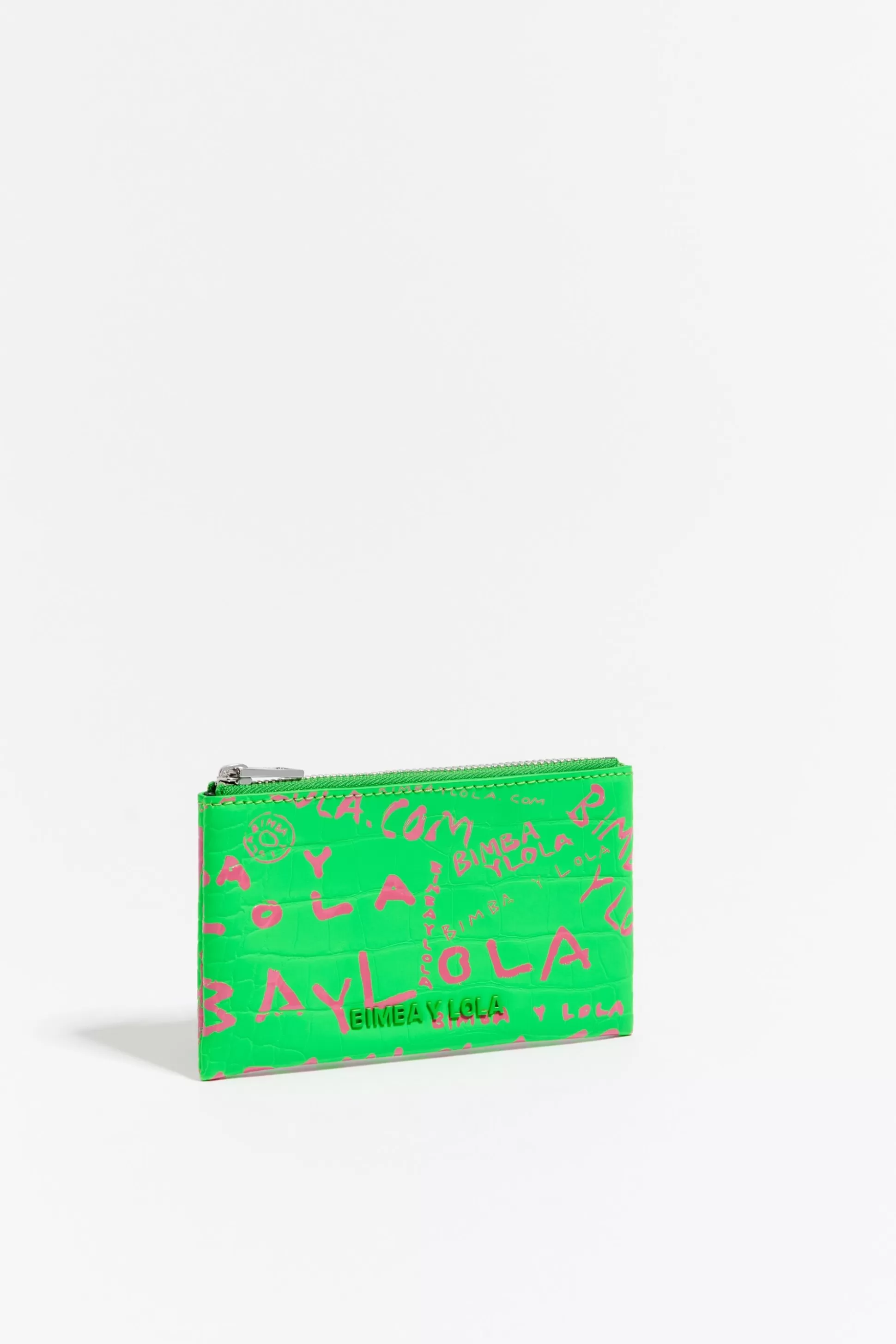 Green rectangular crocodile print coin purse | Bimba Y Lola Clearance