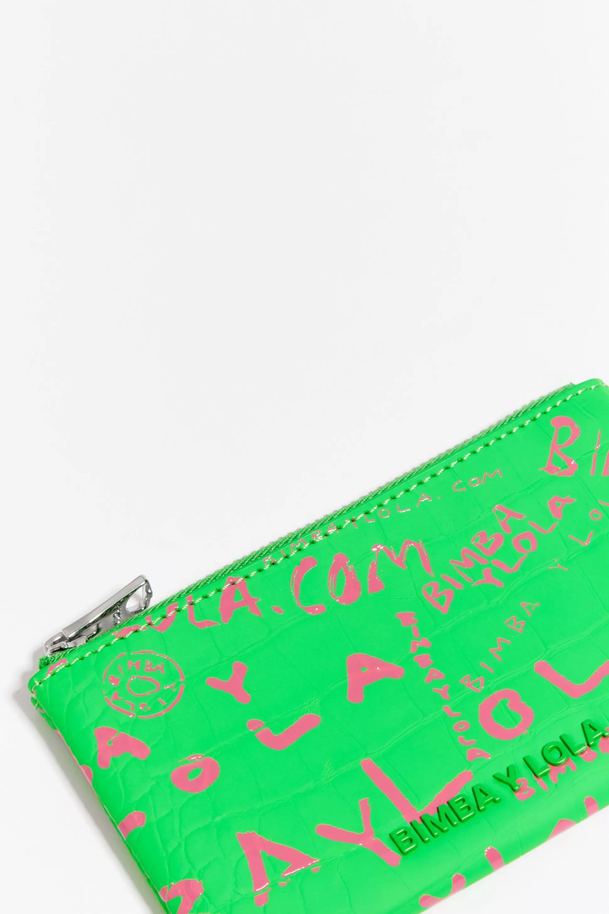 Green rectangular crocodile print coin purse | Bimba Y Lola Clearance