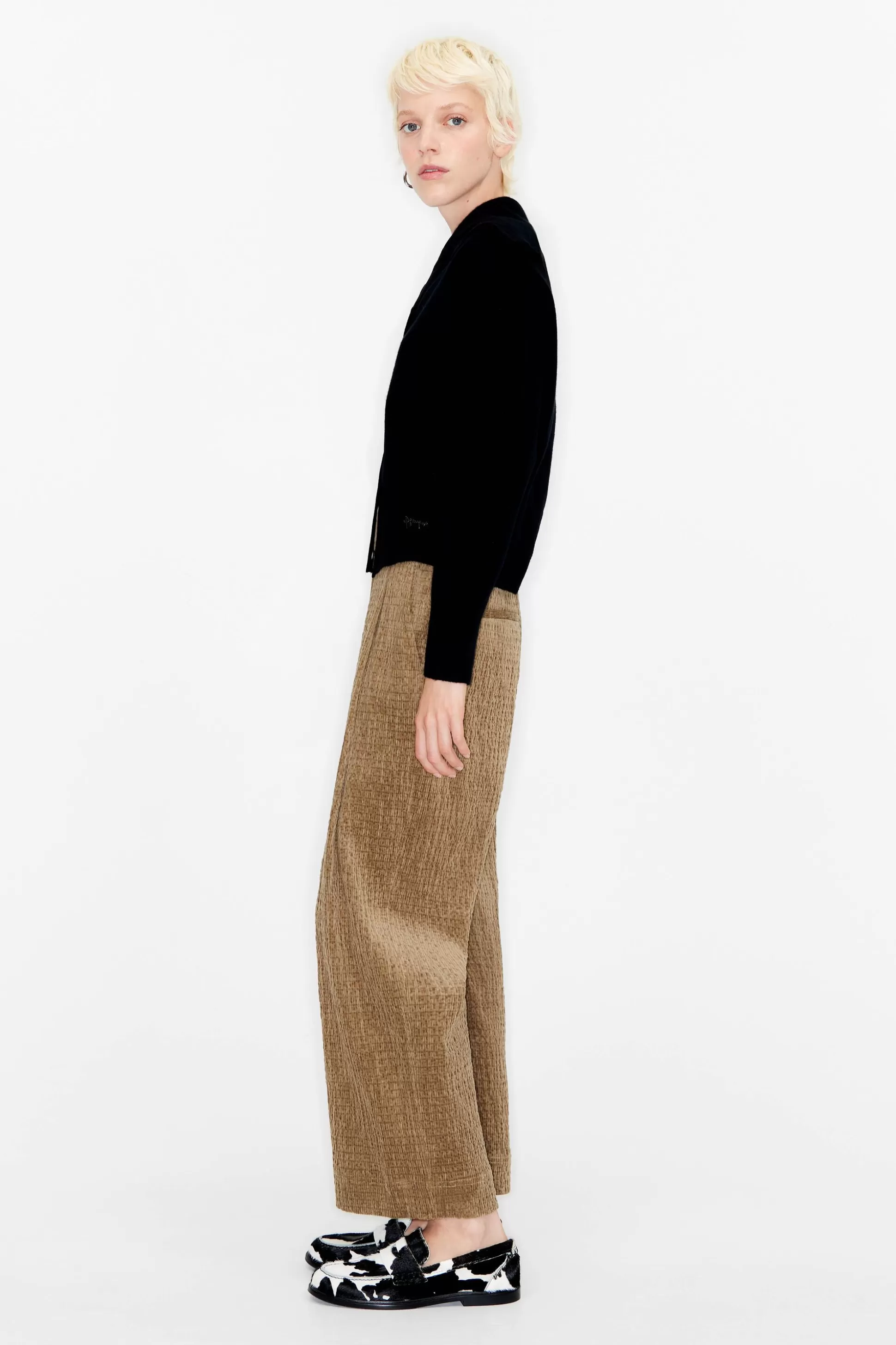 Khaki corduroy darted trousers | Bimba Y Lola Flash Sale