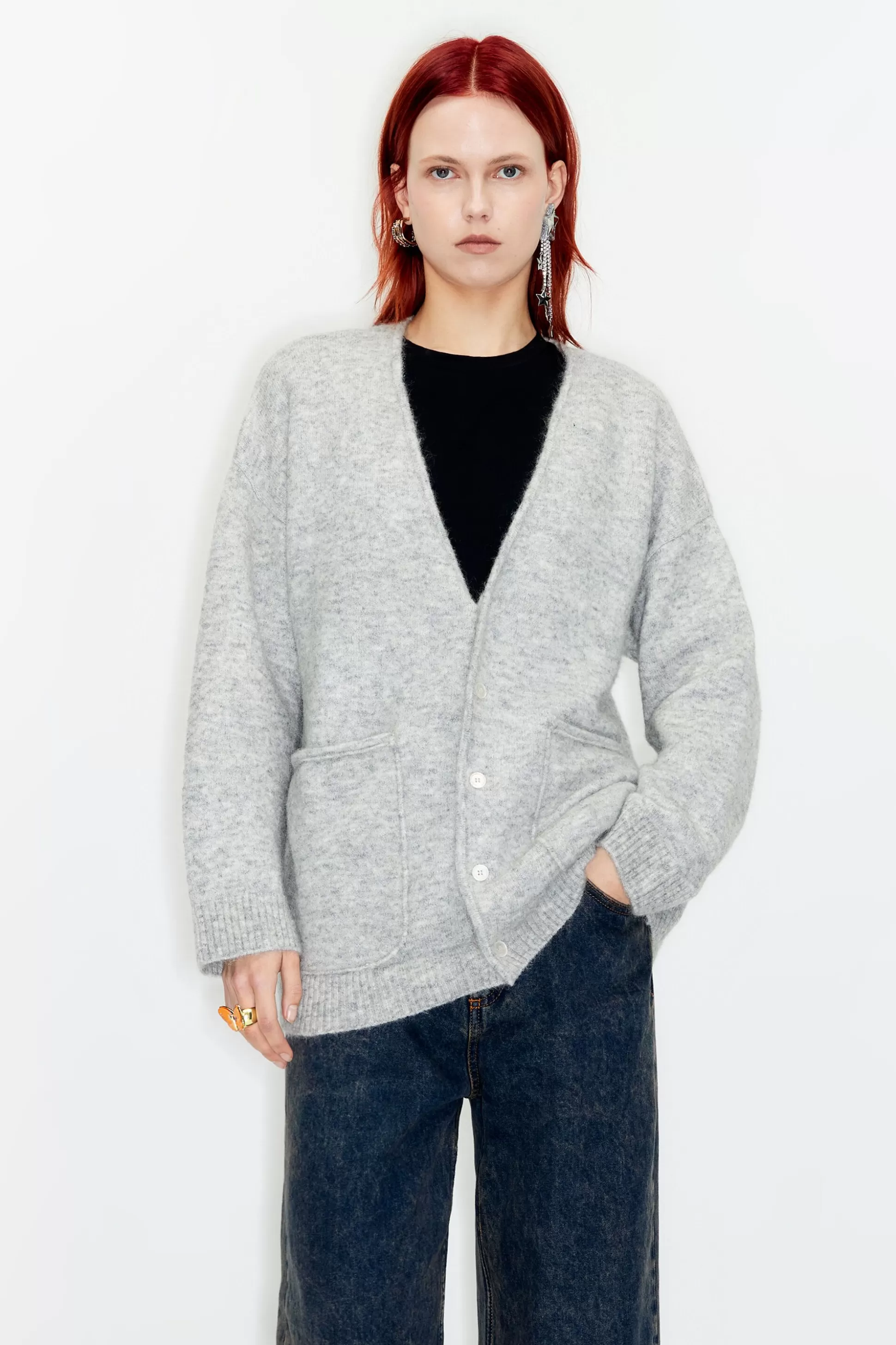 Light gray mohair cardigan | Bimba Y Lola Best