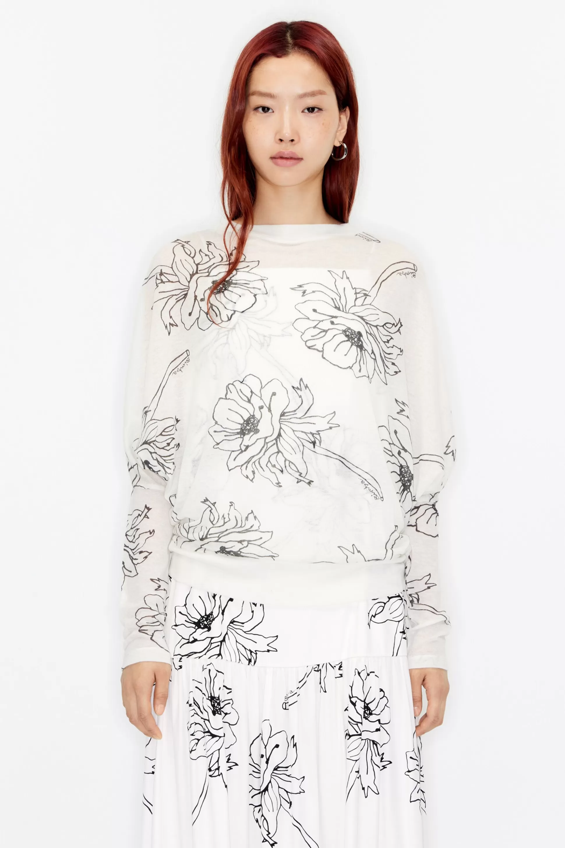 Maxi Flowers Lineal print T-shirt | Bimba Y Lola Fashion