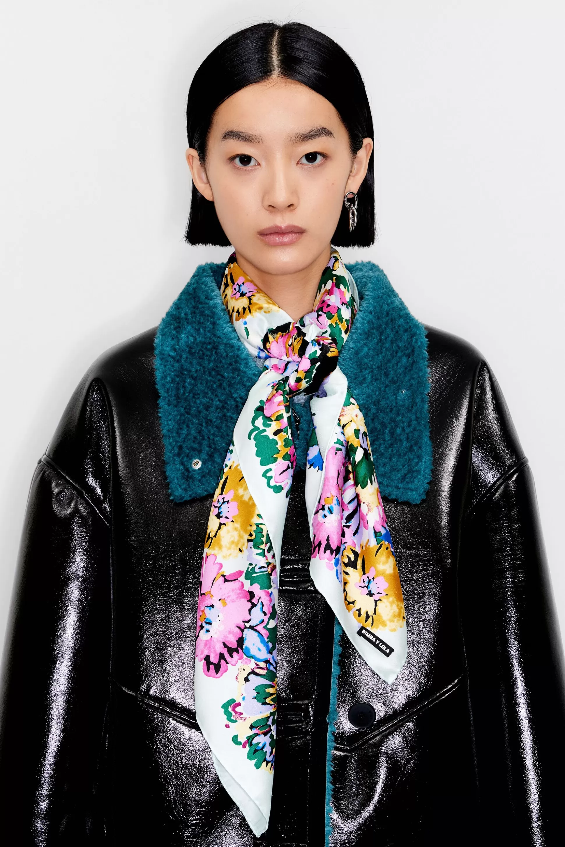 Mint felt-tip floral scarf | Bimba Y Lola Outlet