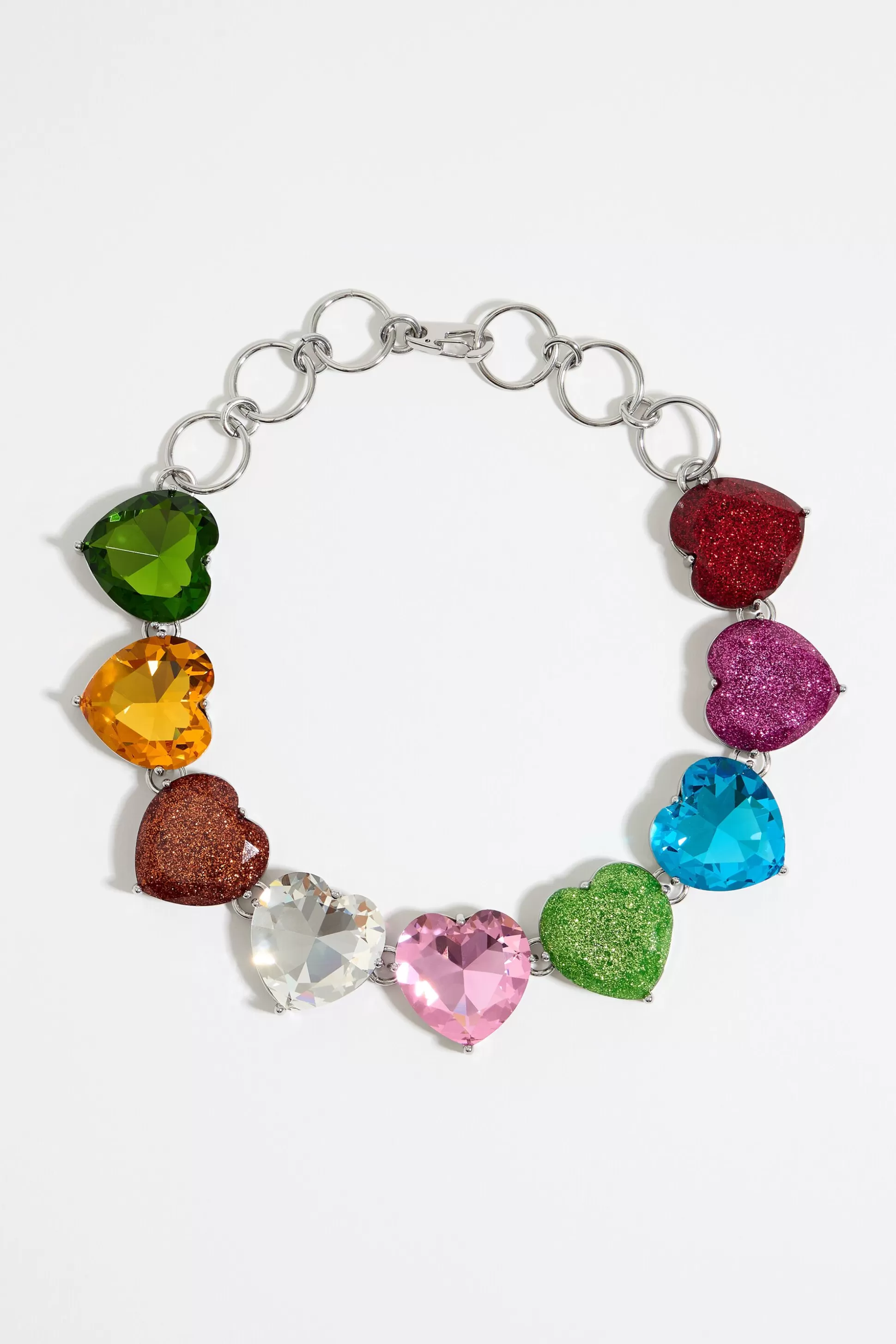 Multicolor heart crystals necklace | Bimba Y Lola Shop