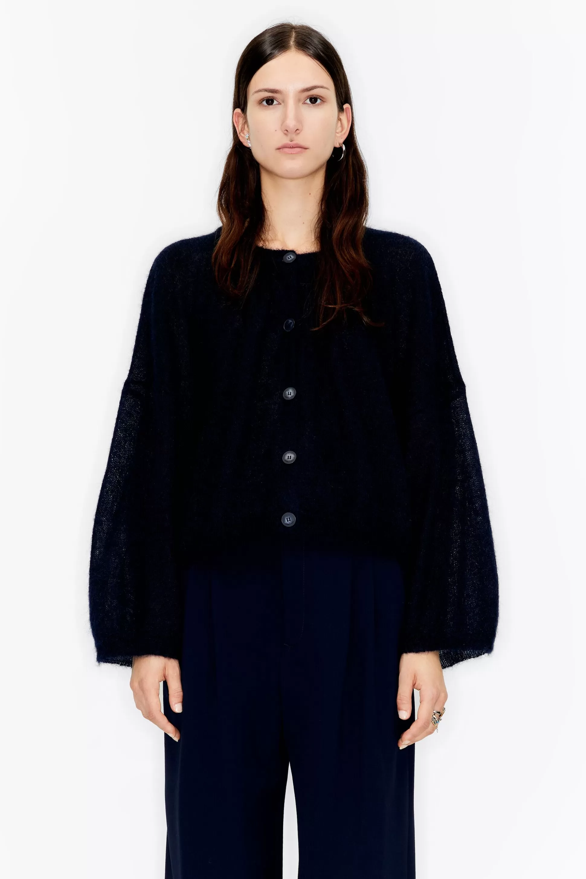 blue mohair boxy cardigan | Bimba Y Lola Flash Sale