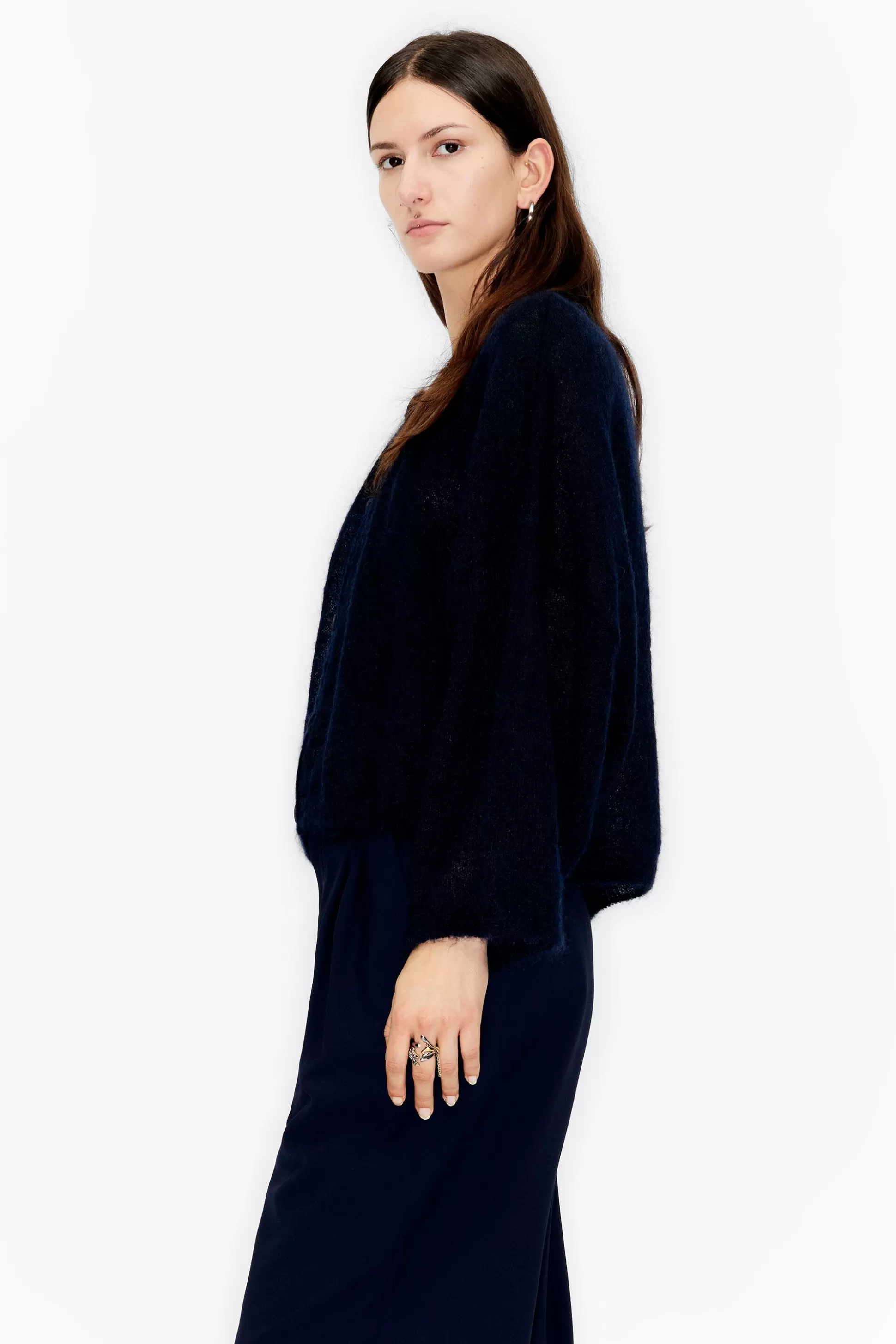 blue mohair boxy cardigan | Bimba Y Lola Flash Sale