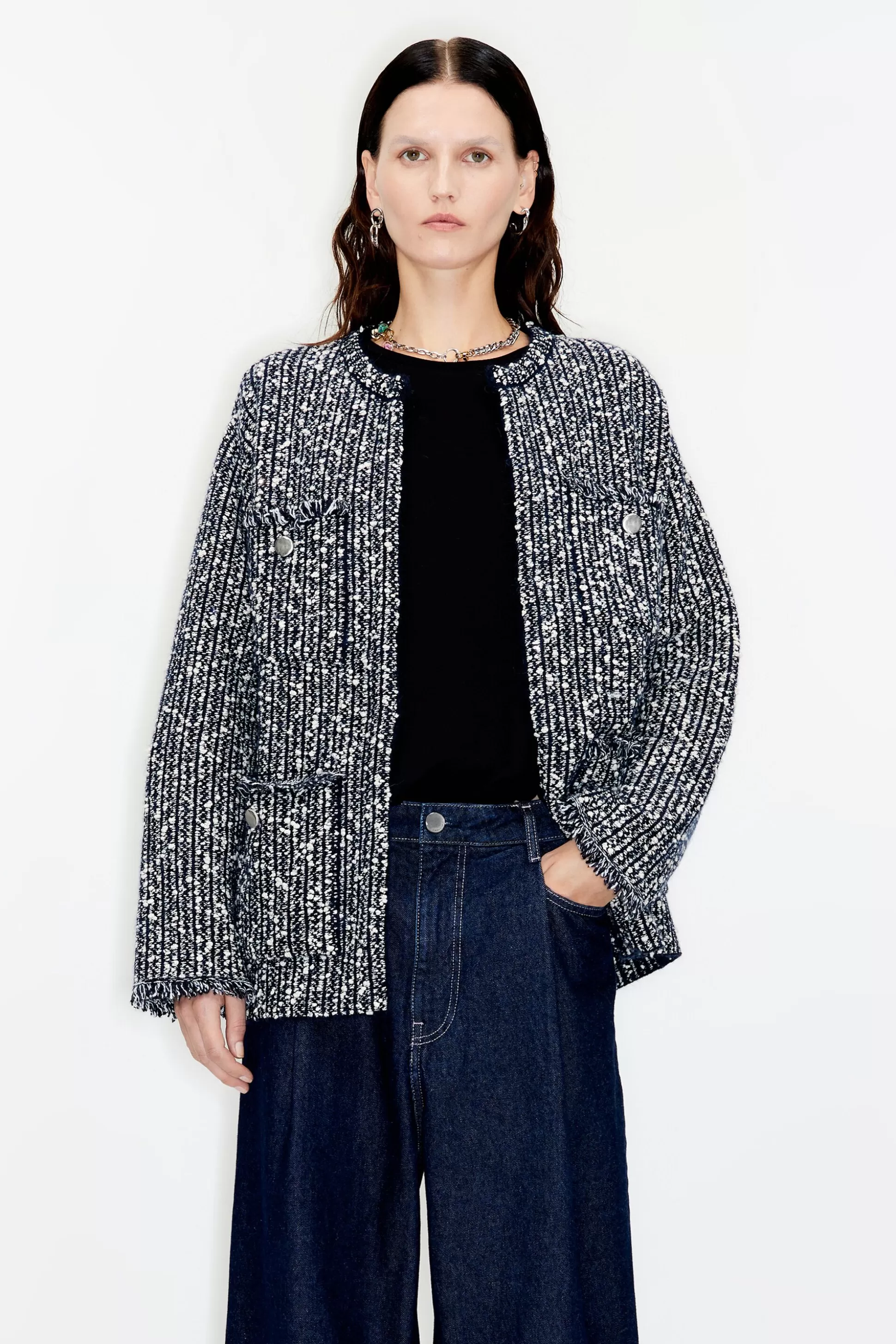 blue tweed cardigan | Bimba Y Lola Cheap