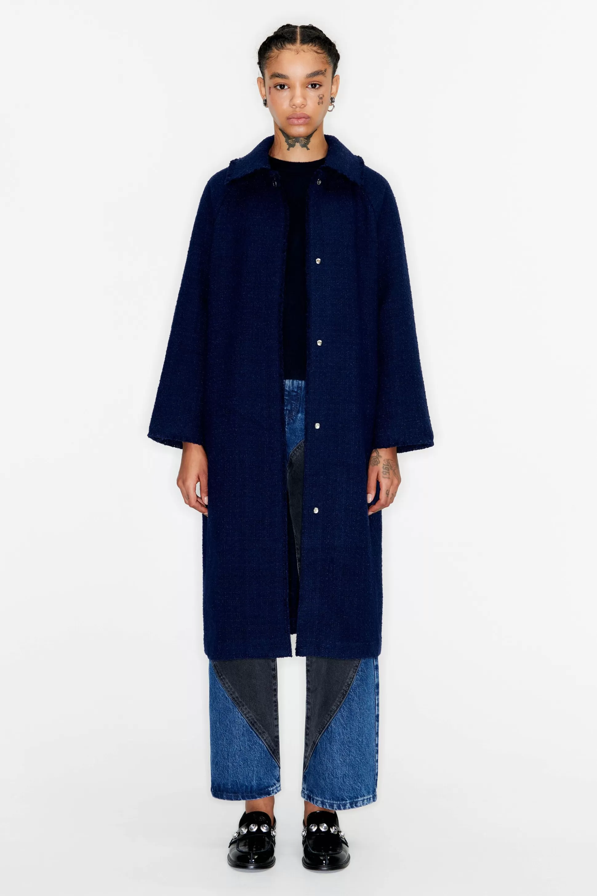 blue tweed coat | Bimba Y Lola Hot