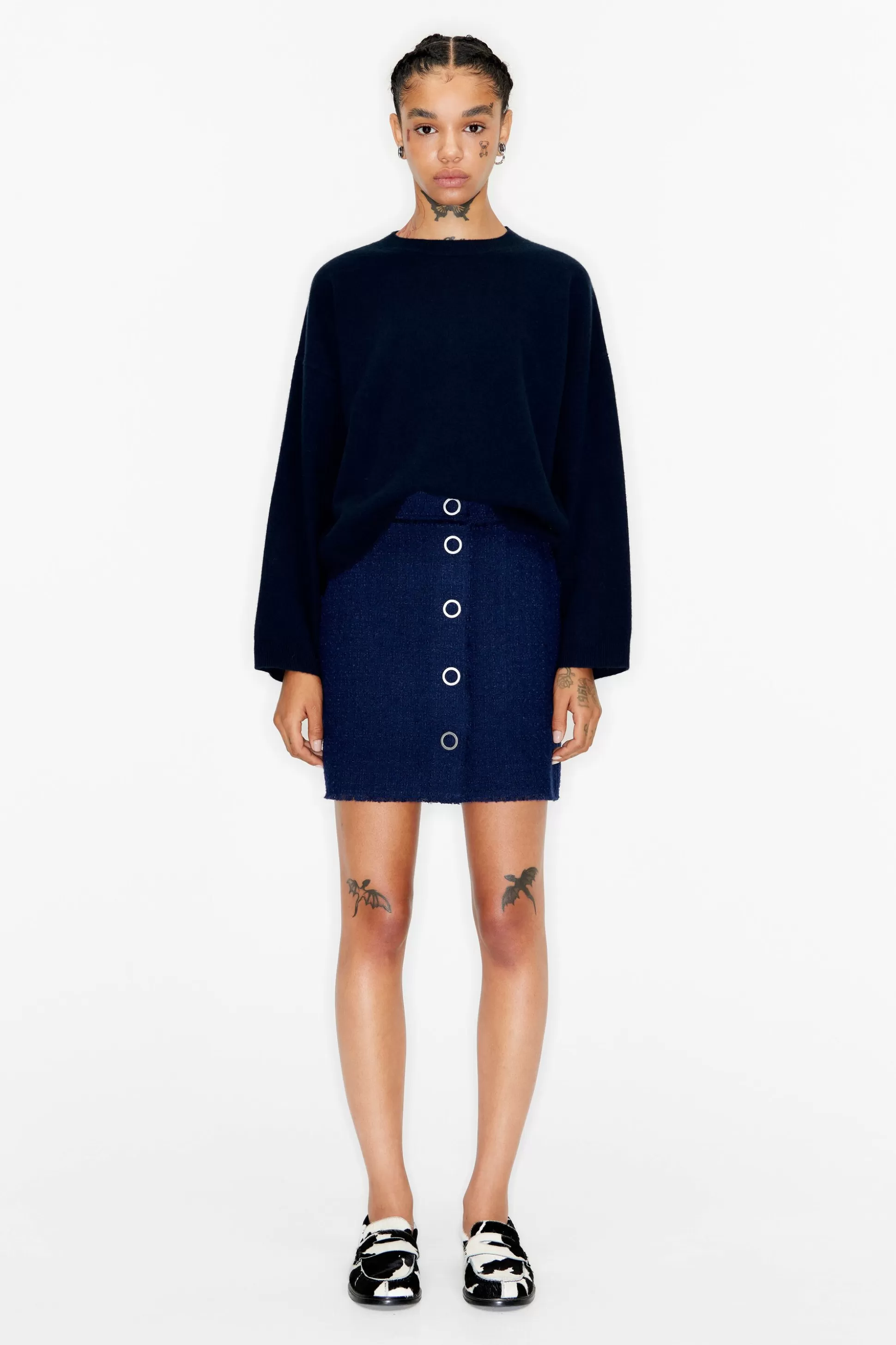 blue tweed mini skirt | Bimba Y Lola Outlet