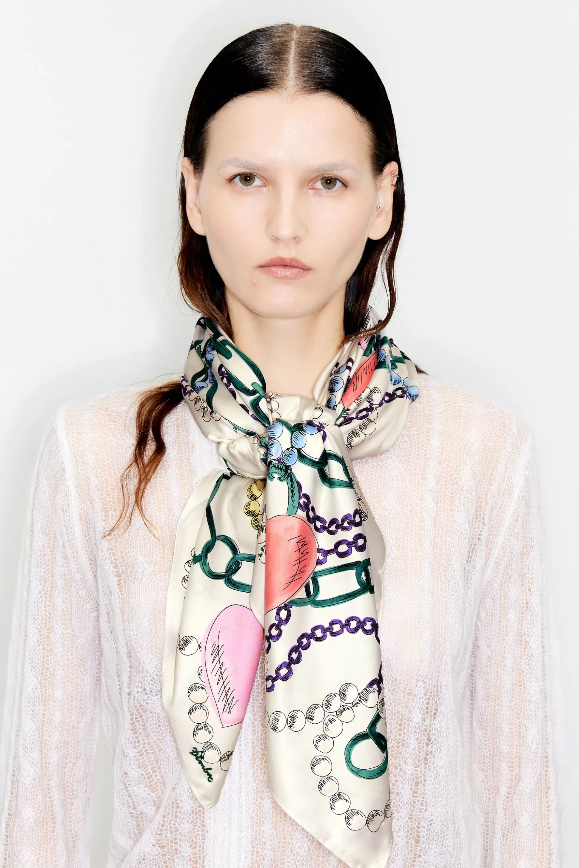 Necklace and chain scarf white | Bimba Y Lola Shop