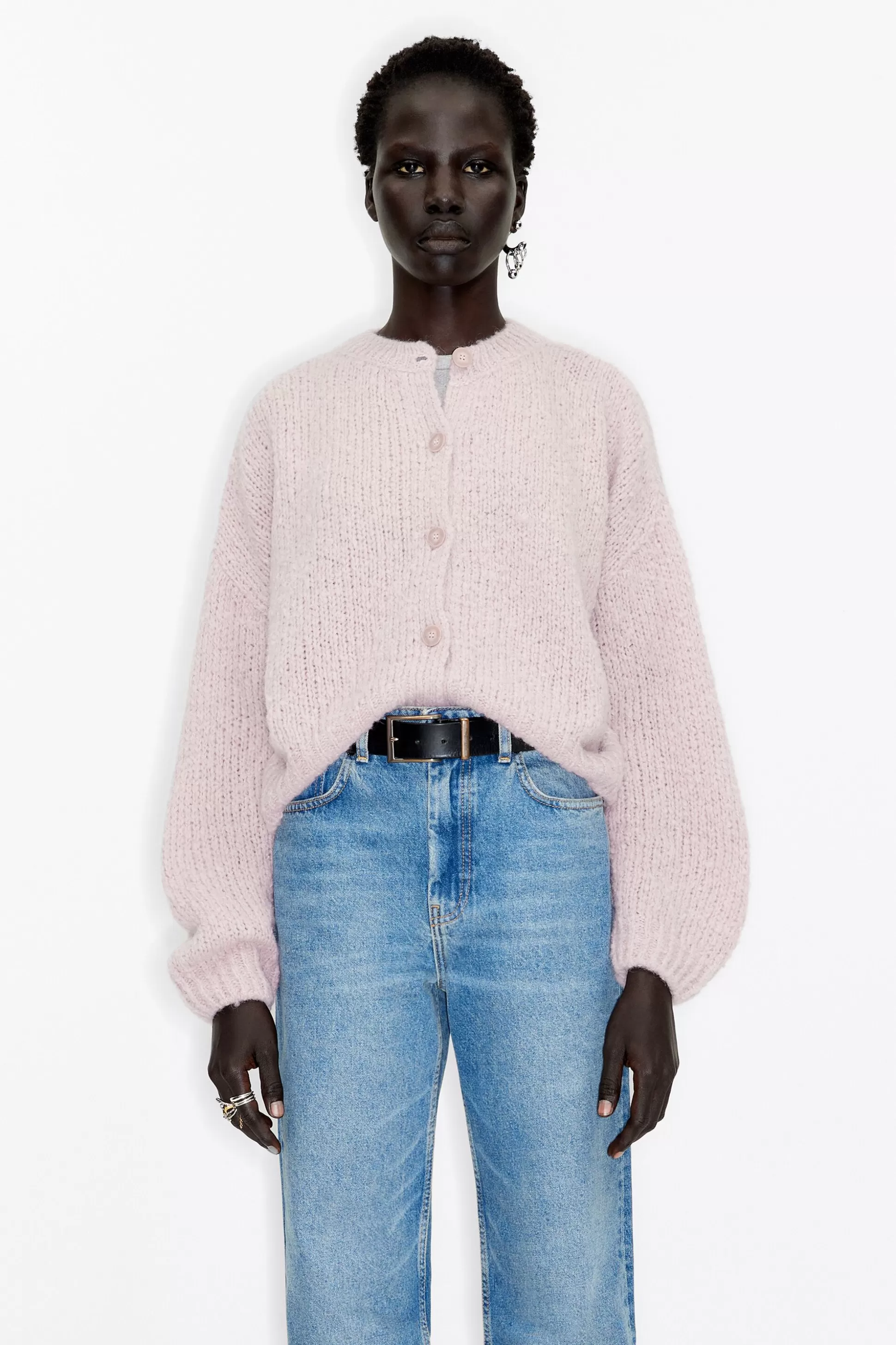 Pink alpaca boxy cardigan | Bimba Y Lola Hot