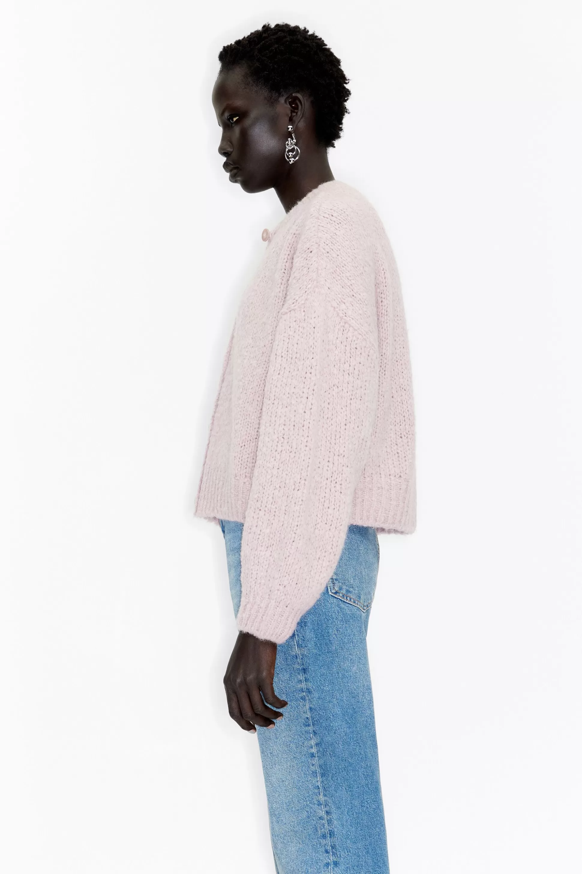 Pink alpaca boxy cardigan | Bimba Y Lola Hot