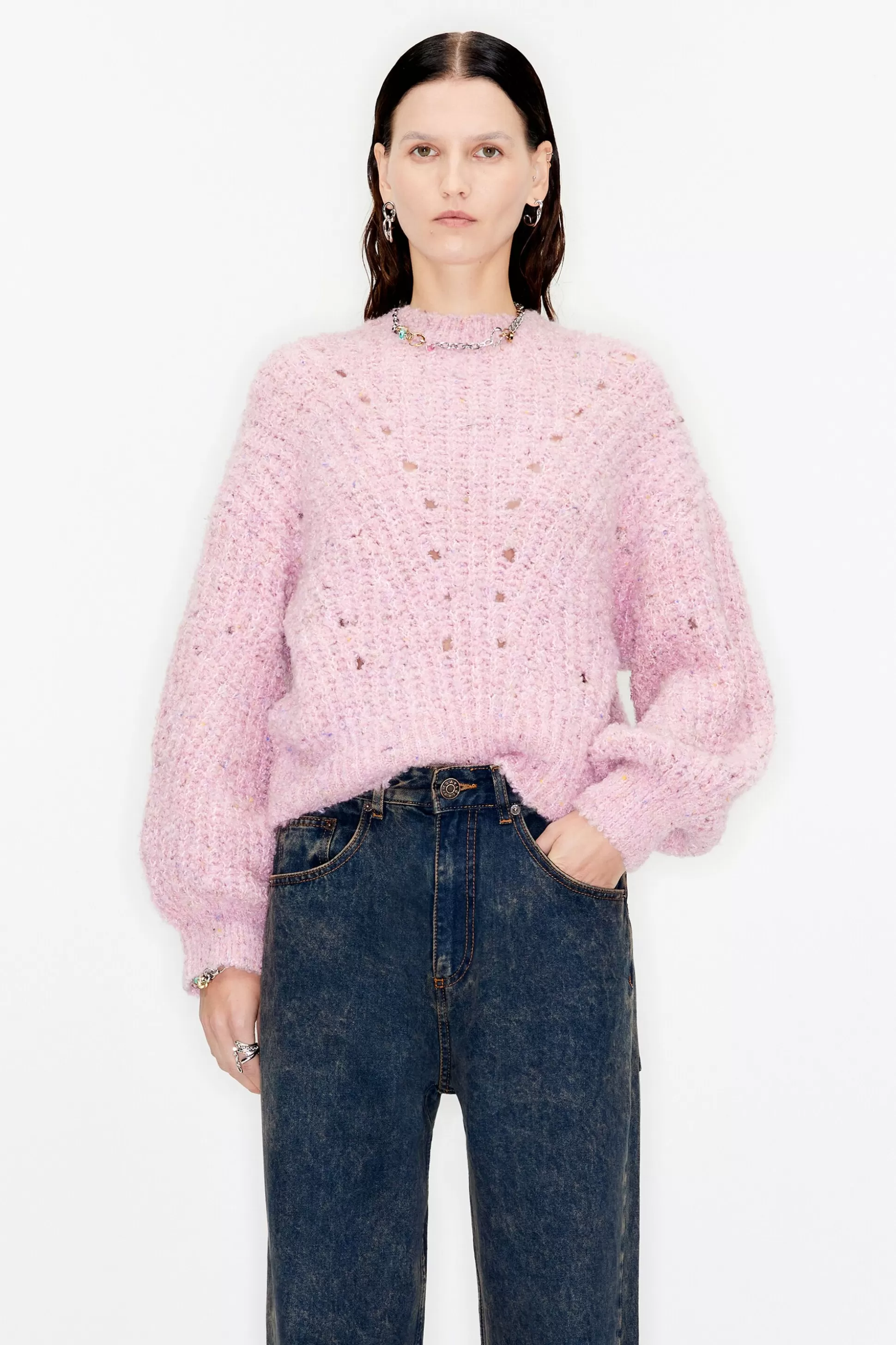 boxy open-knit sweater | Bimba Y Lola Online