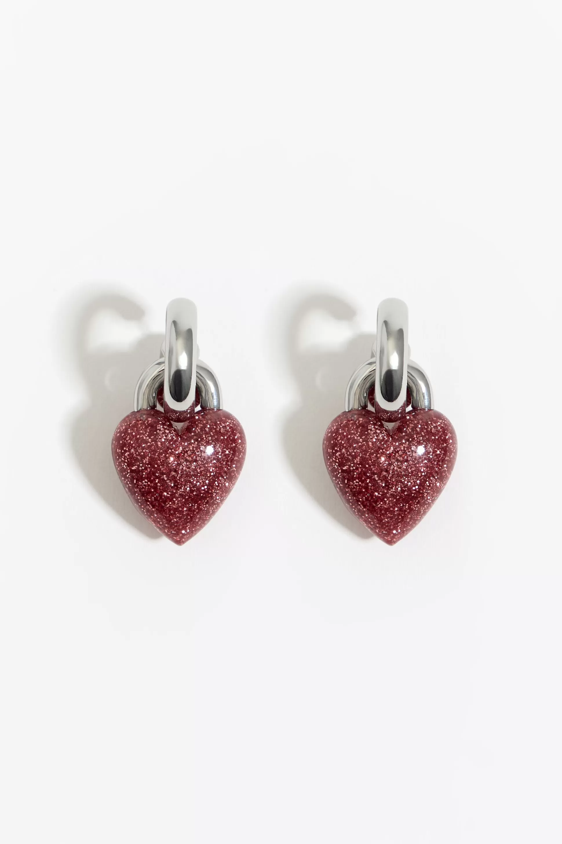 Pink glitter heart hoop earrings | Bimba Y Lola Discount