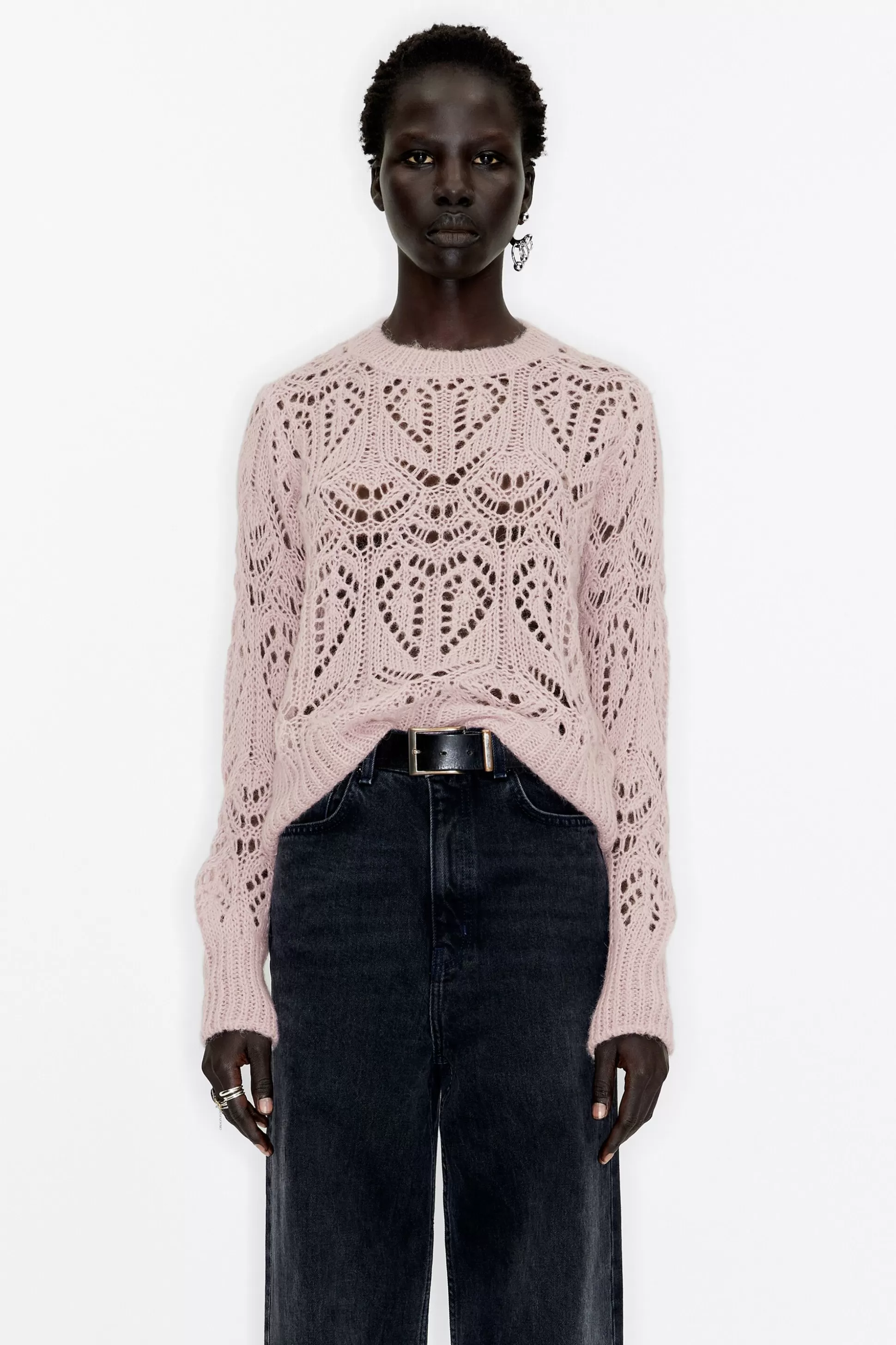 Pink open-knit alpaca sweater | Bimba Y Lola Cheap