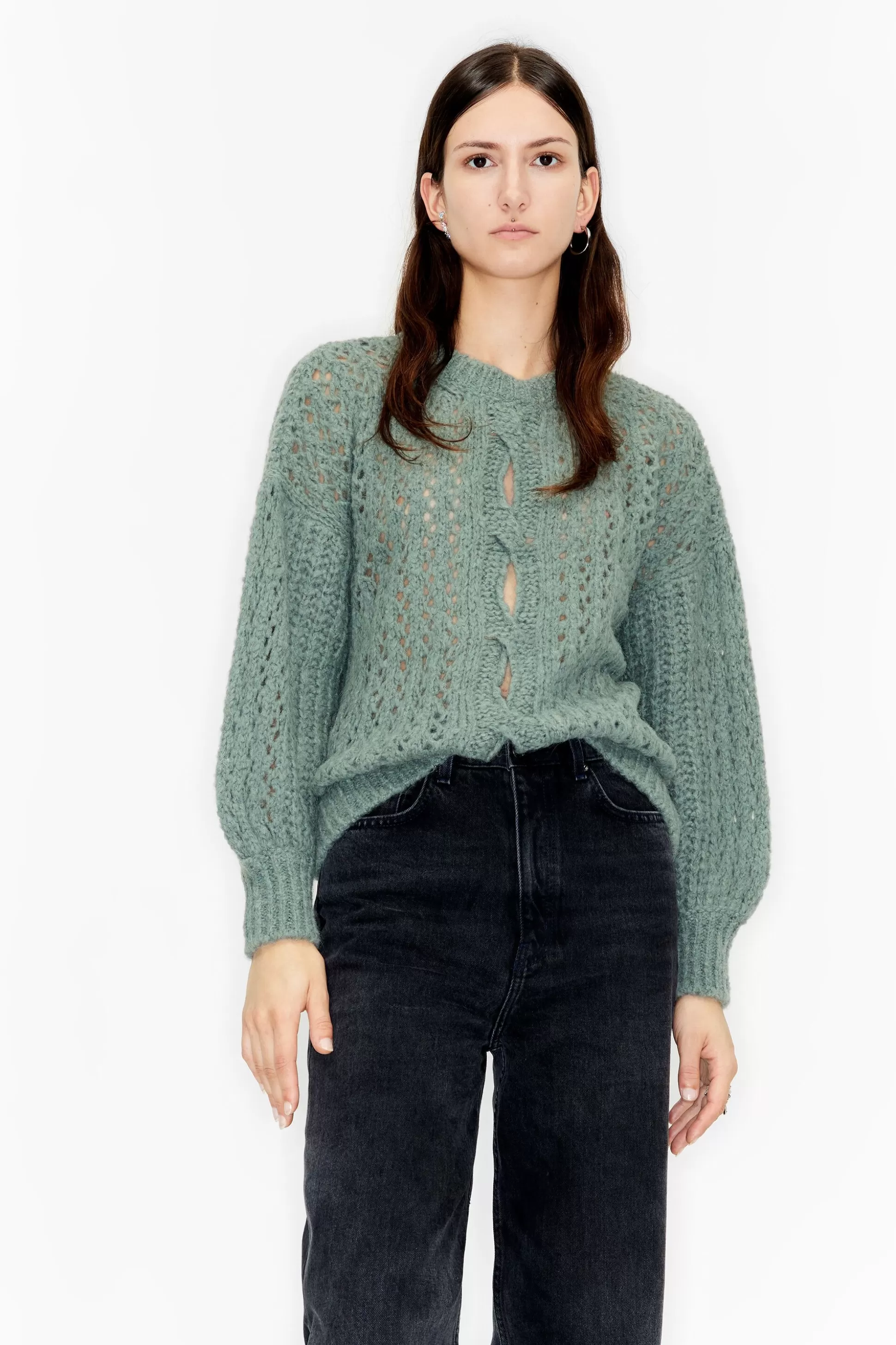 Powder green alpaca boxy sweater | Bimba Y Lola Clearance