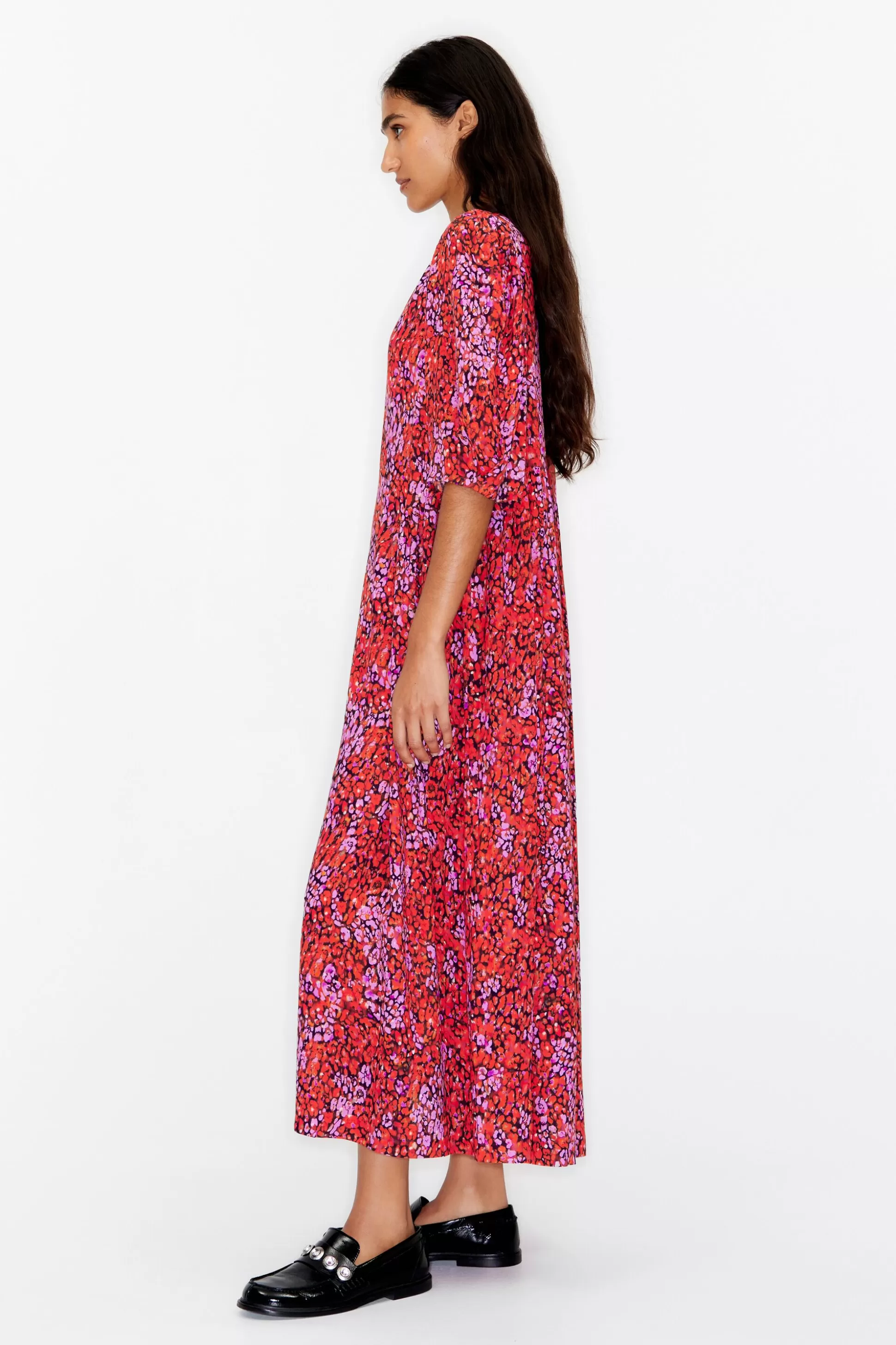 Red Leomix straight long dress | Bimba Y Lola Shop