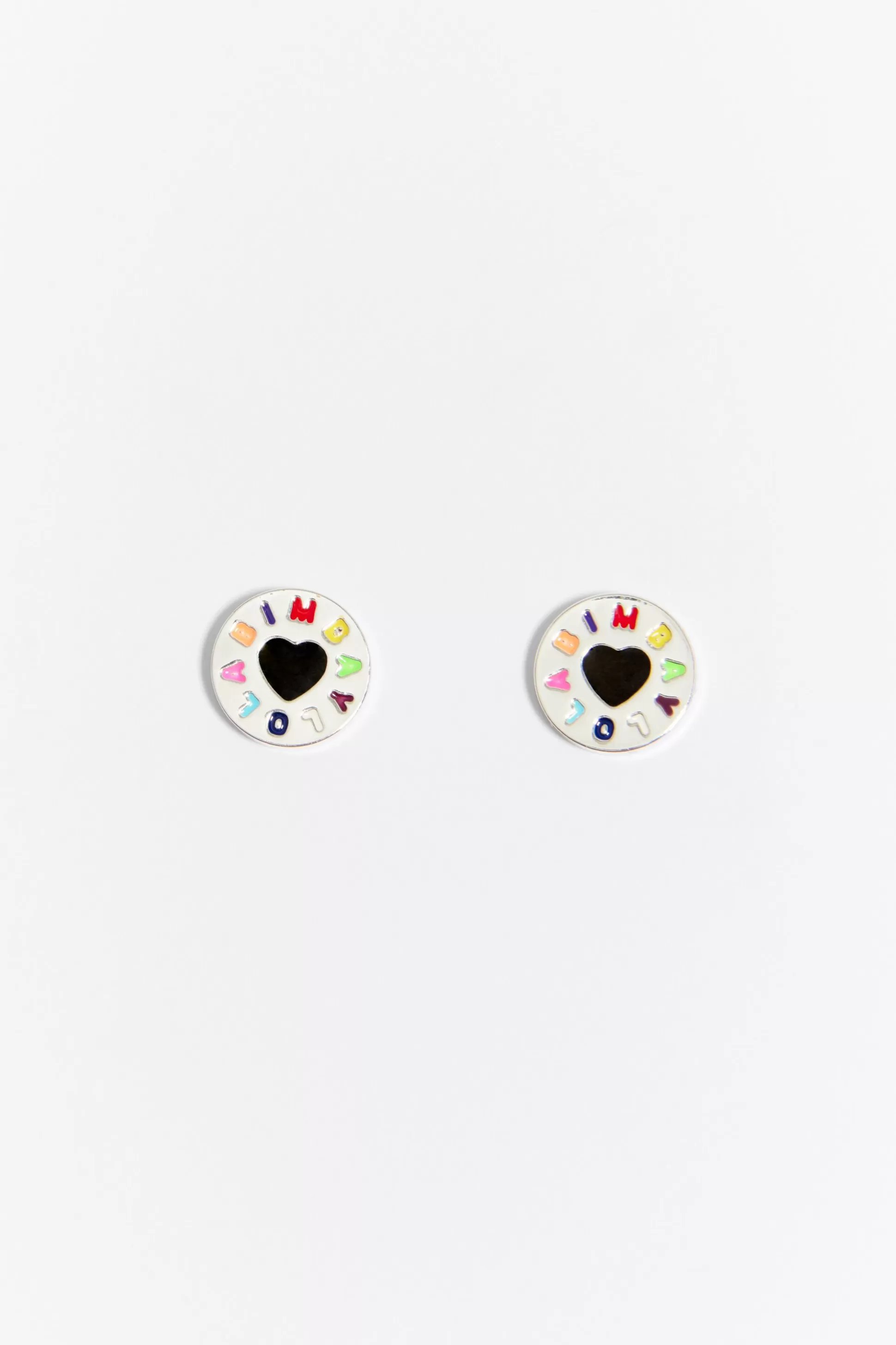 Silver Logo heart earrings | Bimba Y Lola Discount