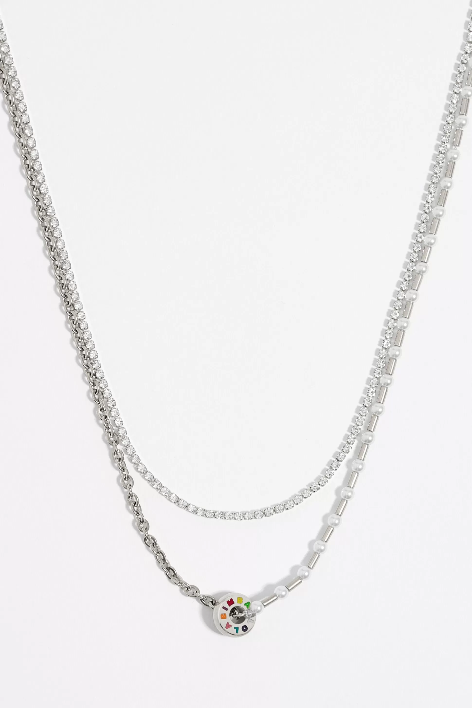 steel crystals pearl necklace | Bimba Y Lola Hot