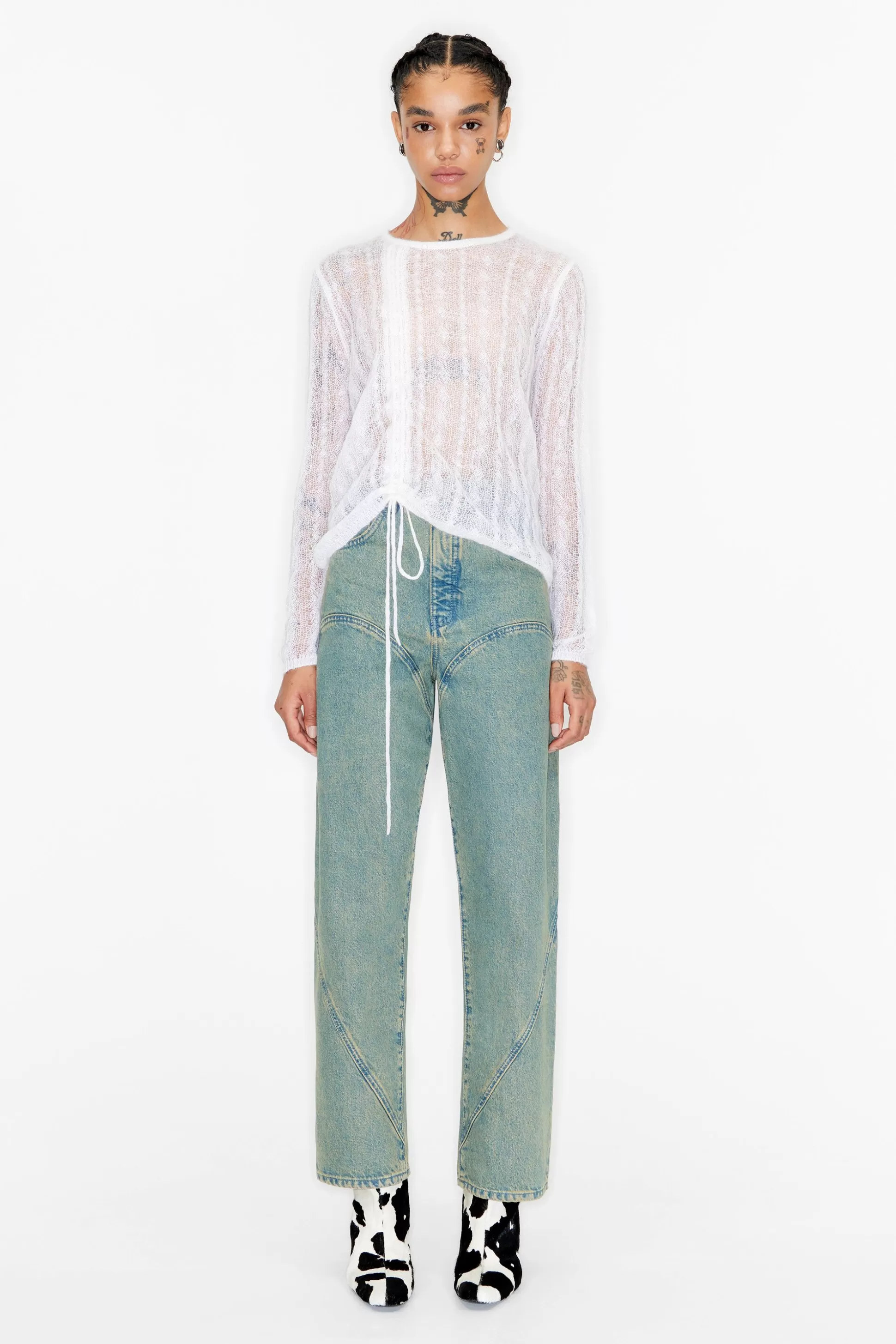 STRAIGHT CROPPED - Green overdyed high rise jeans | Bimba Y Lola Clearance