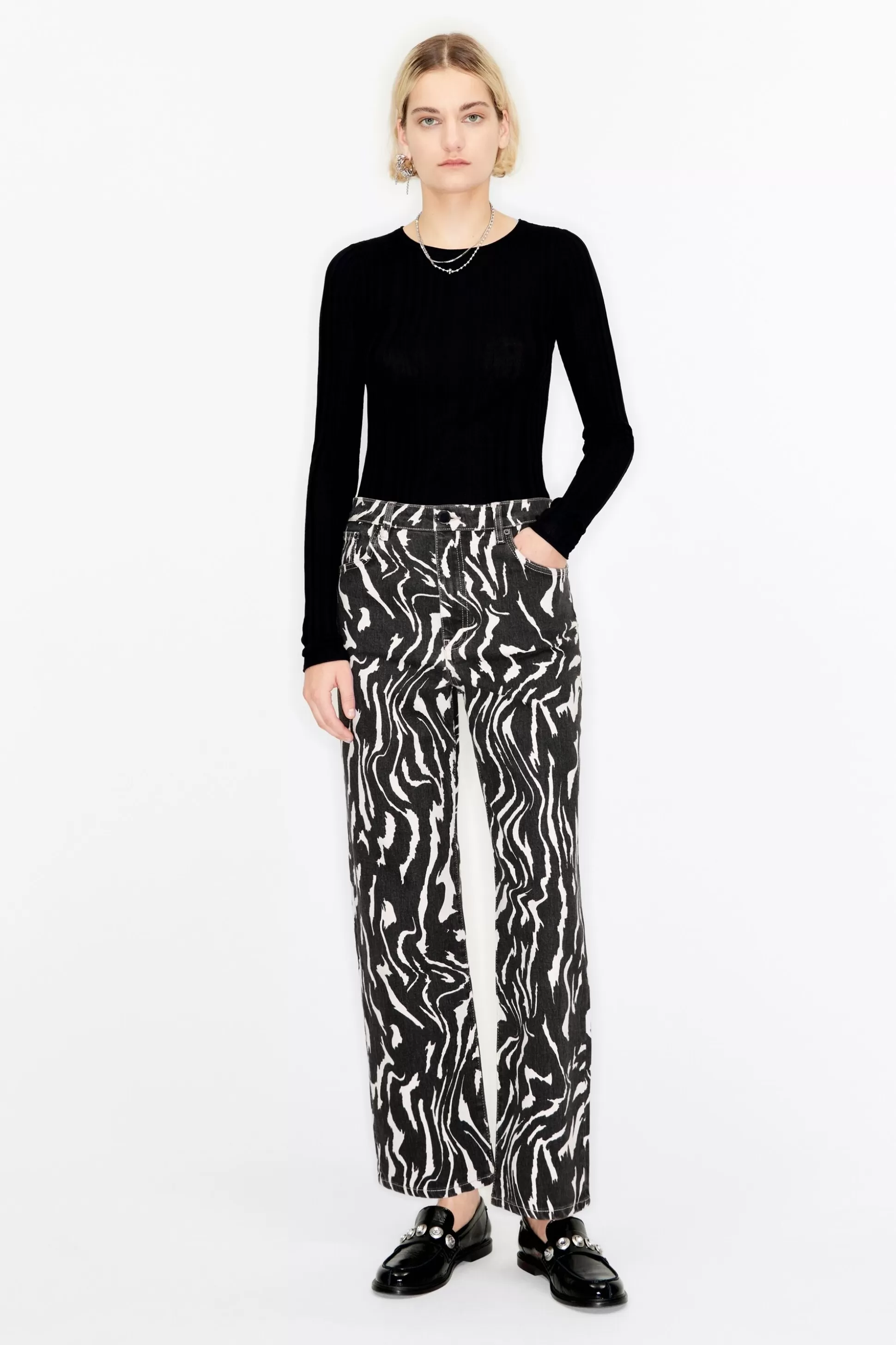 STRAIGHT CROPPED - Tiger Liquid high rise jeans | Bimba Y Lola Online