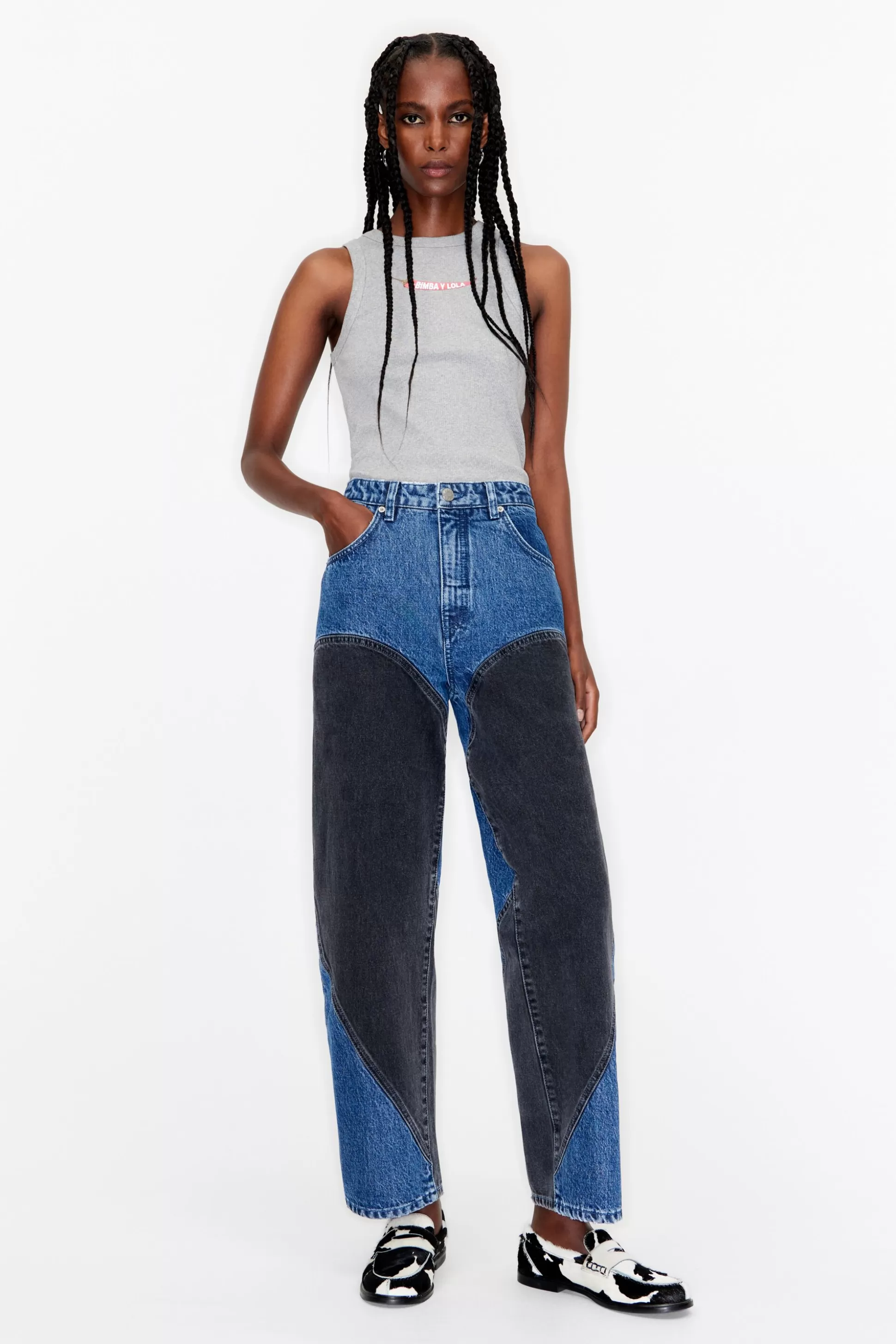 STRAIGHT CROPPED - Two-tone high rise jeans | Bimba Y Lola Hot